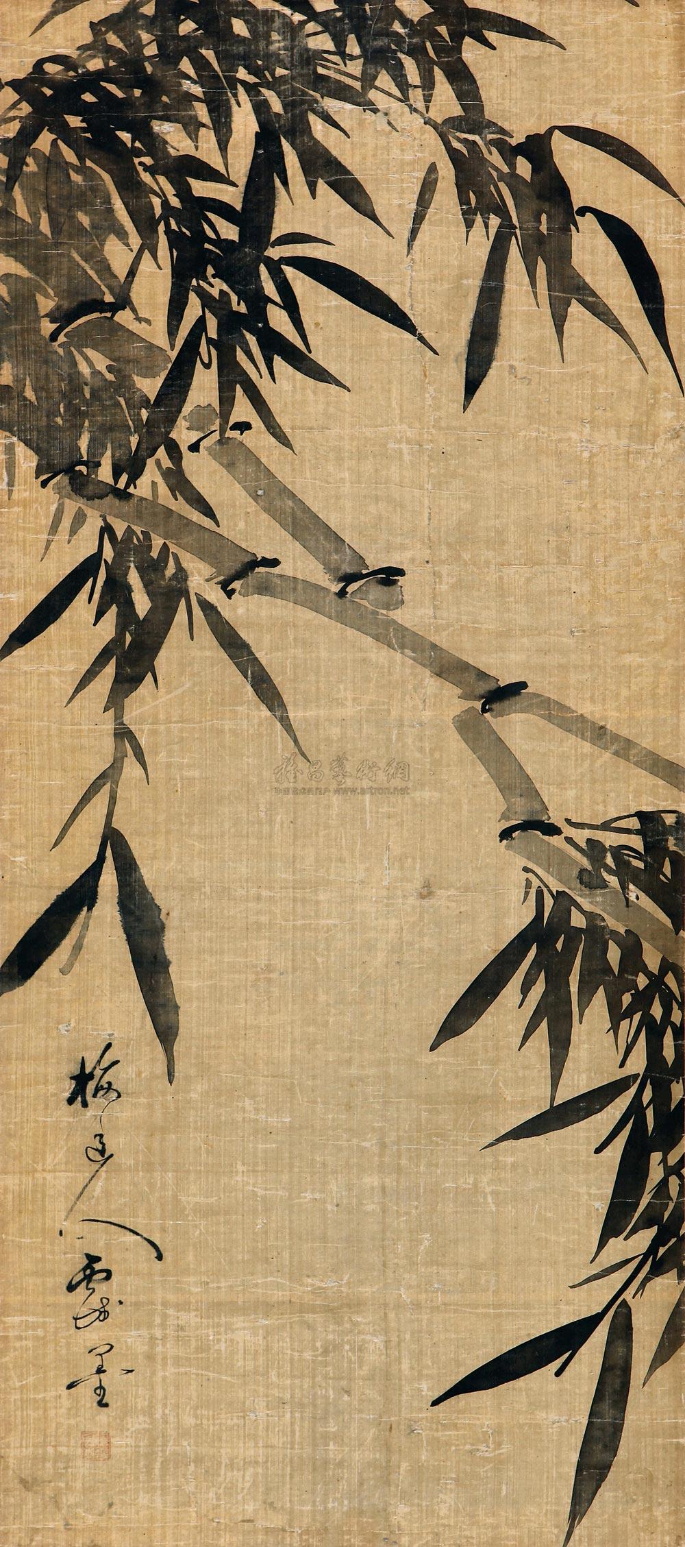 (款) 墨竹图 立轴作者吴镇(款)拍品分类中国书画>绘画尺寸88×39cm