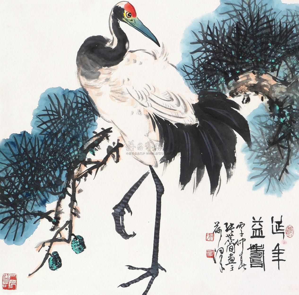张世简 延年益寿 立轴