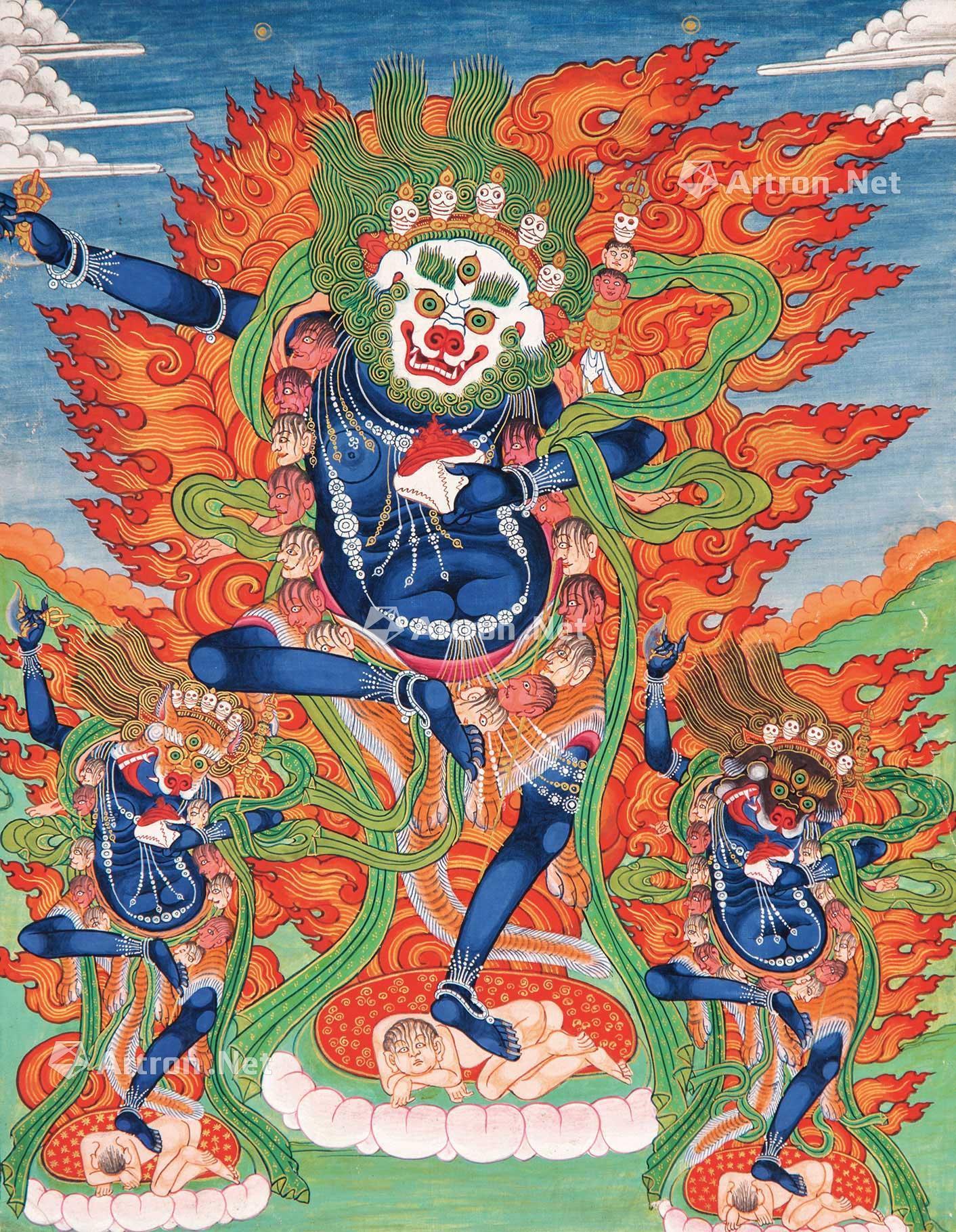 十九世纪 狮面佛母拍品分类佛教文物>唐卡创作年代十九世纪尺寸28