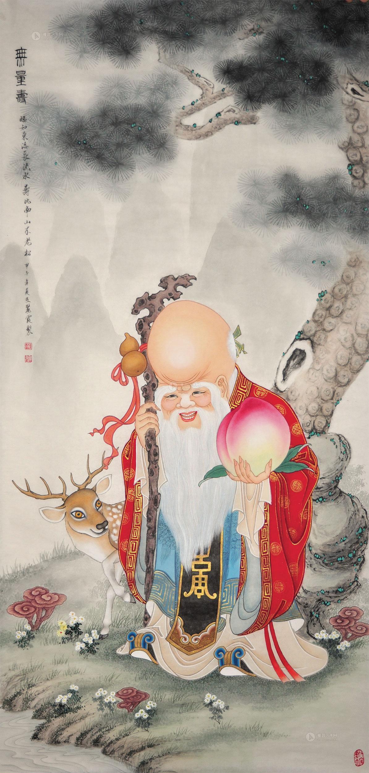 及丽霞 寿星图 镜心