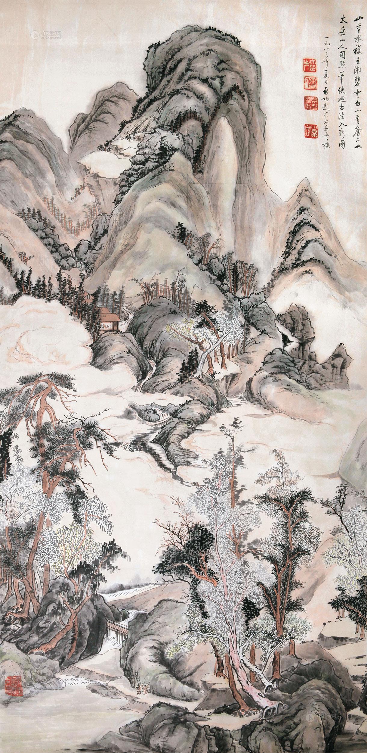 郭竟仁 富春江畔 立轴