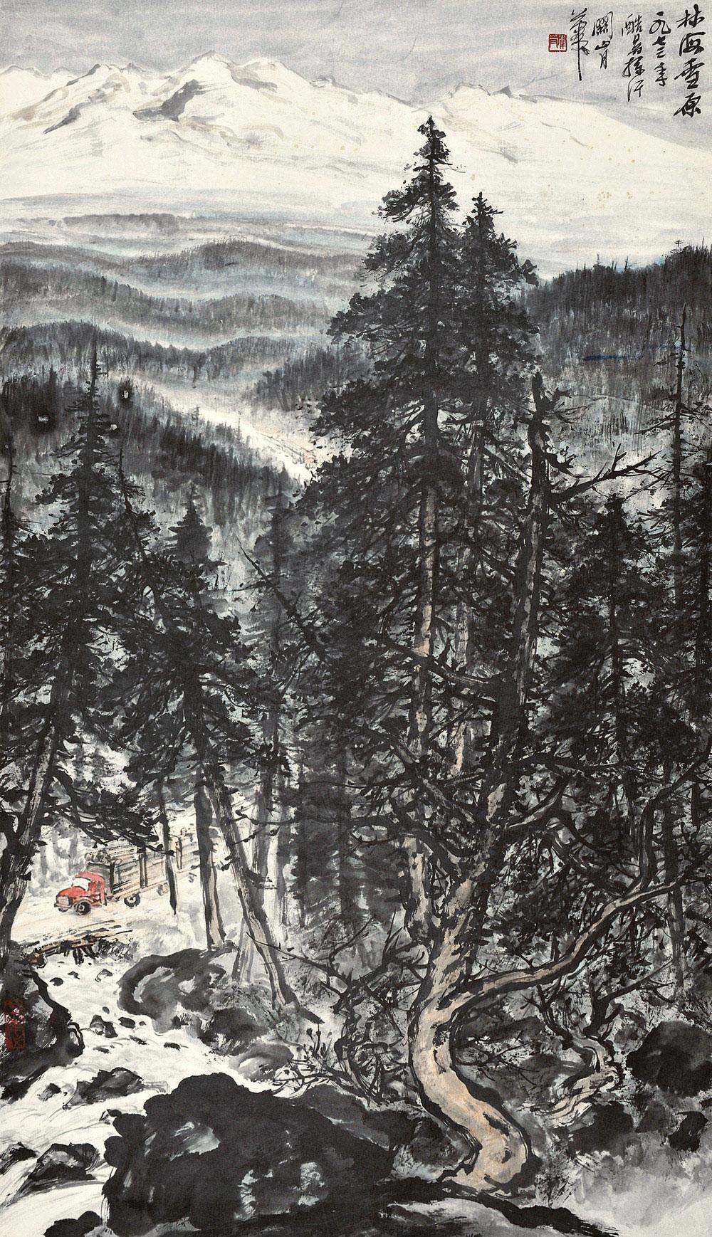 0151 1973年作 林海雪原 镜片 设色纸本