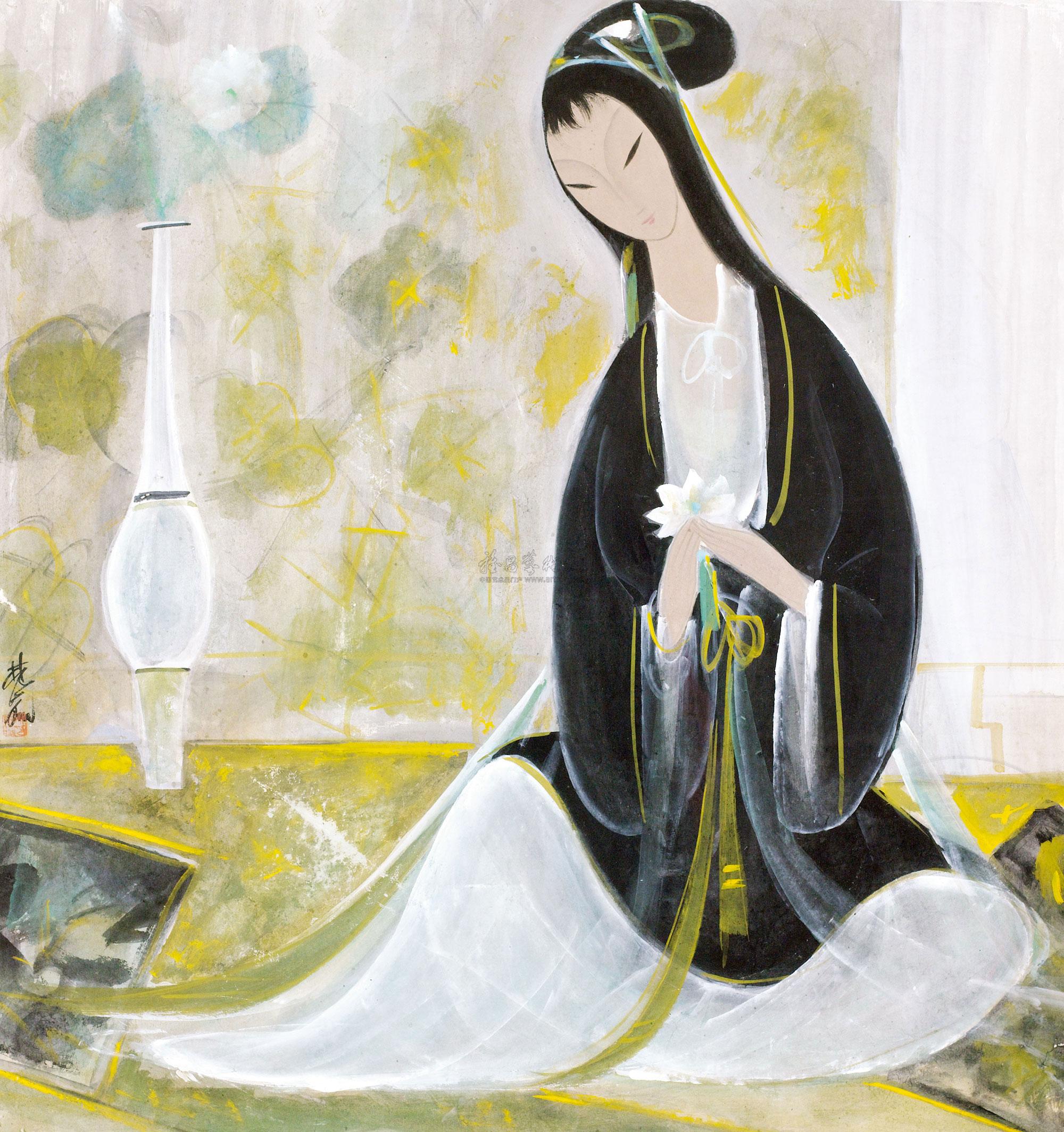 林风眠 簪花仕女 镜框