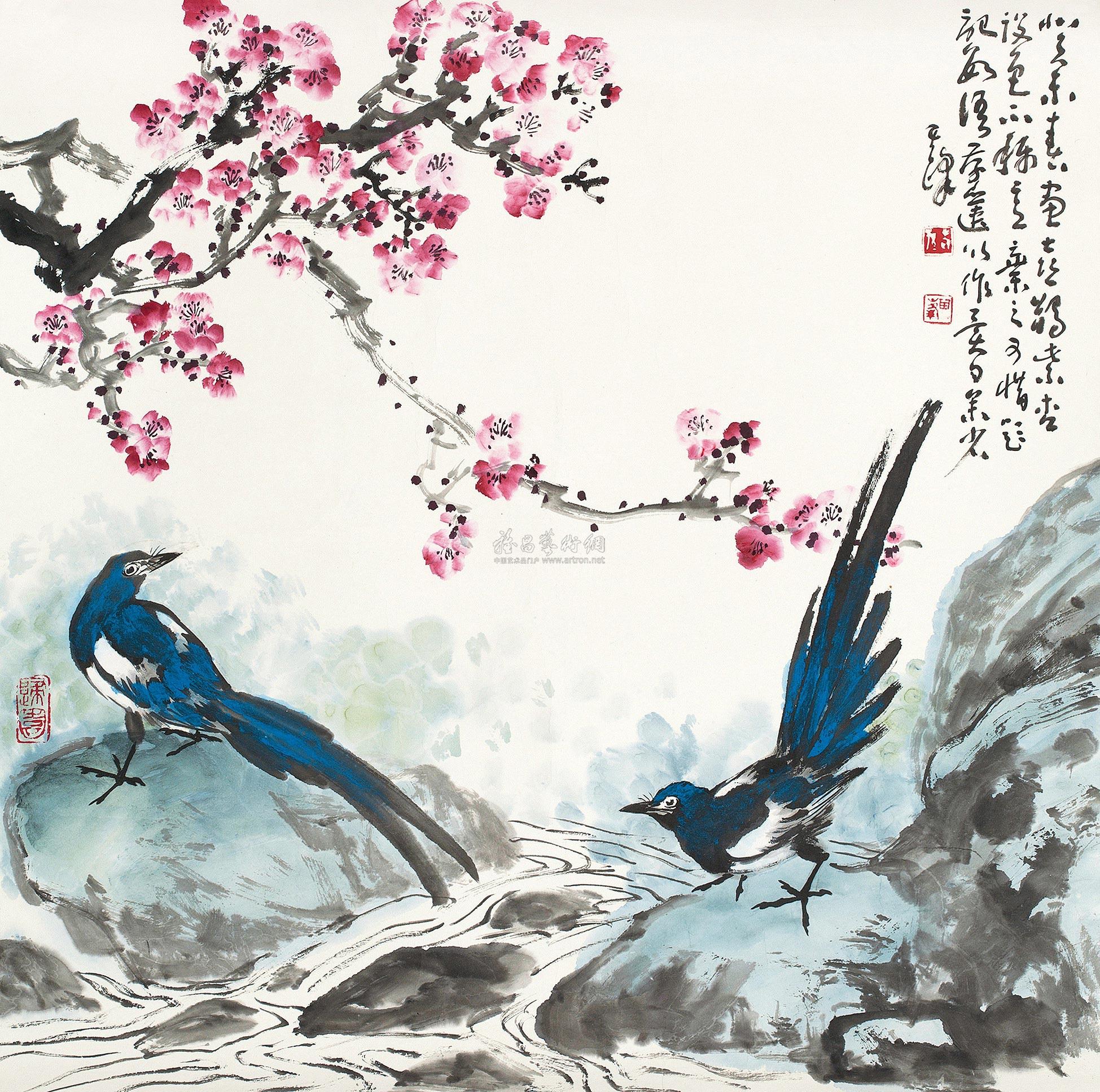 孙其峰68 喜鹊紫杏 立轴