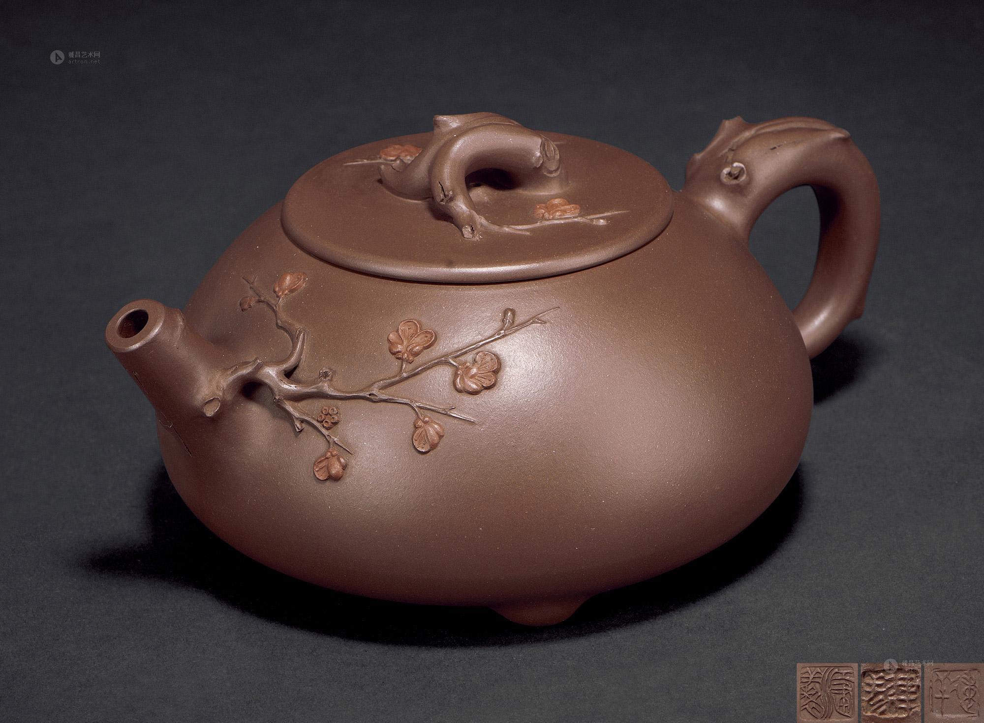 江建祥制梅花石瓢壶