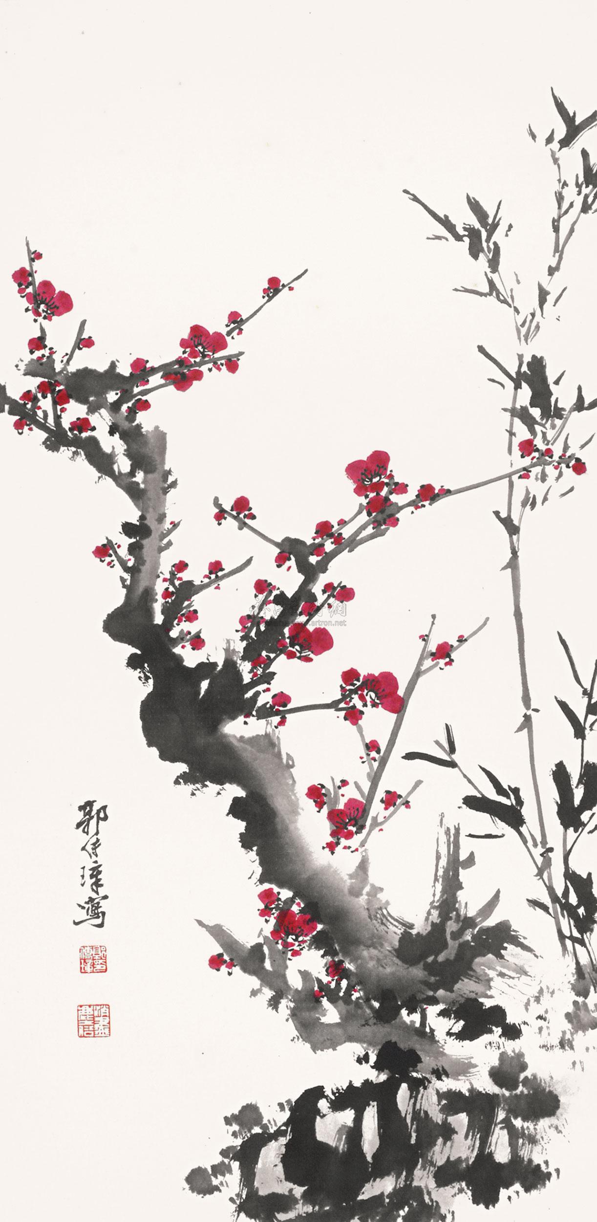 郭传璋 竹子梅花 镜框