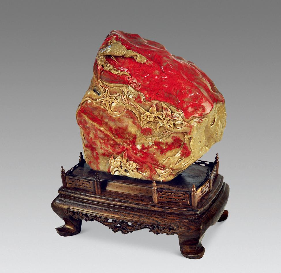 鸟语花香 鸡血石摆件