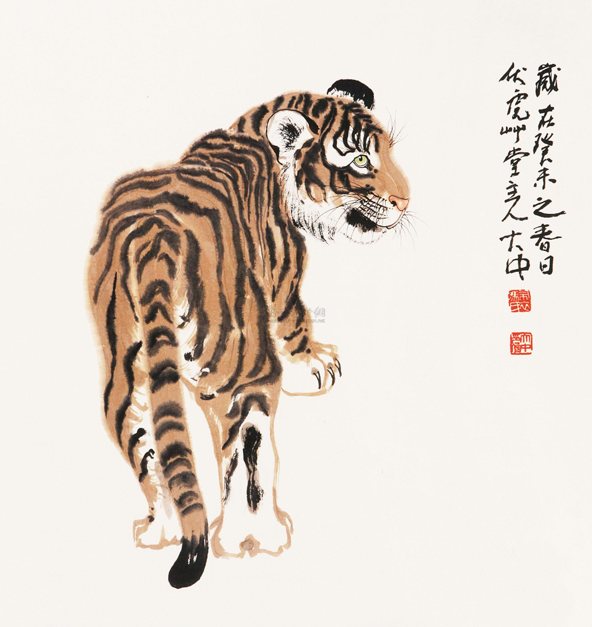 lot0231 冯大中 虎 立轴-中国书 - 雅昌拍卖图录app