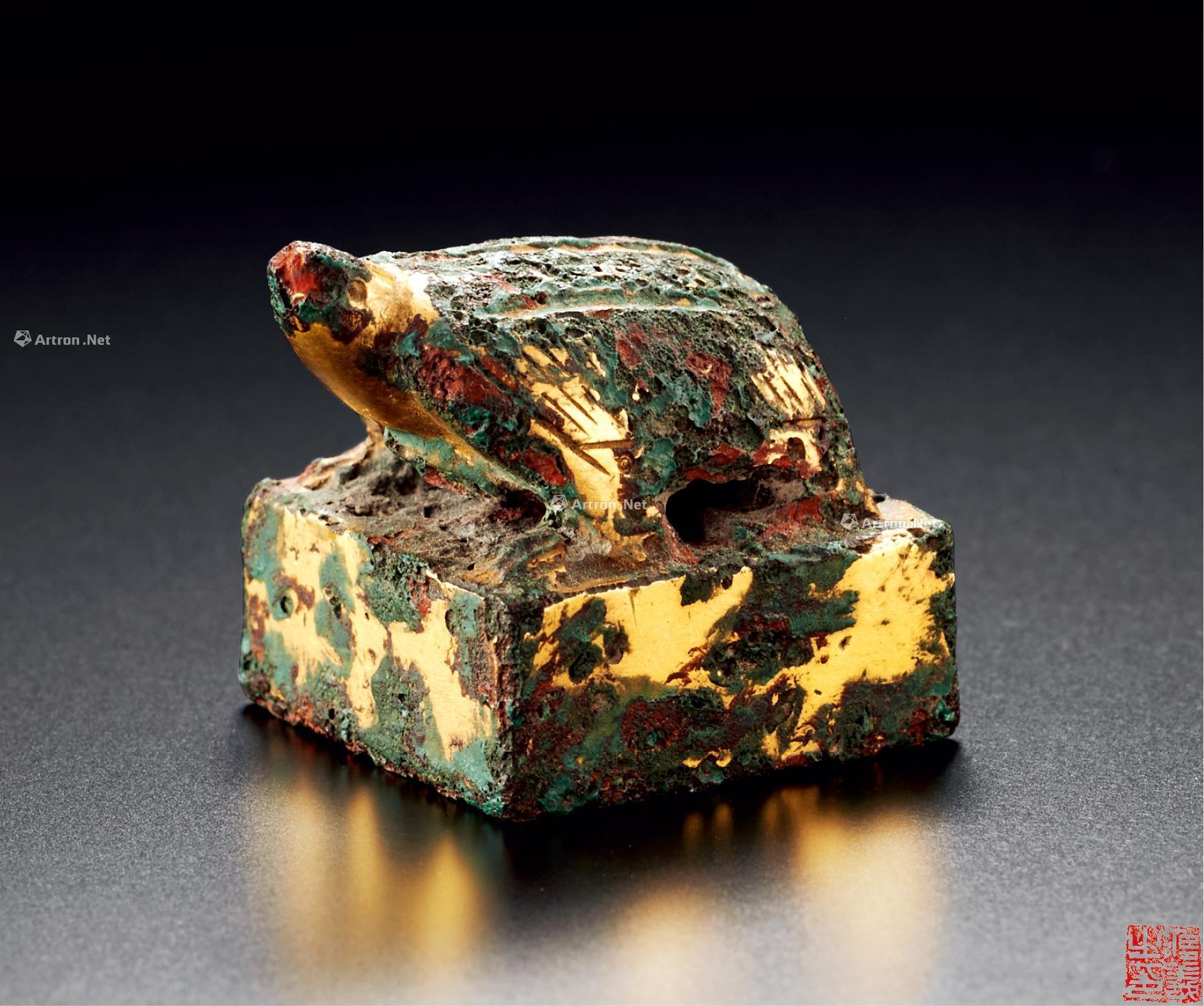 汉 龟钮鎏金铜印