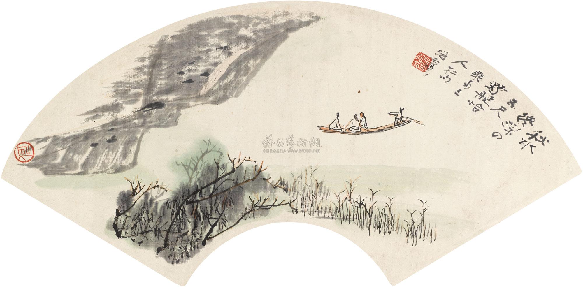 何海霞 扇面 镜片