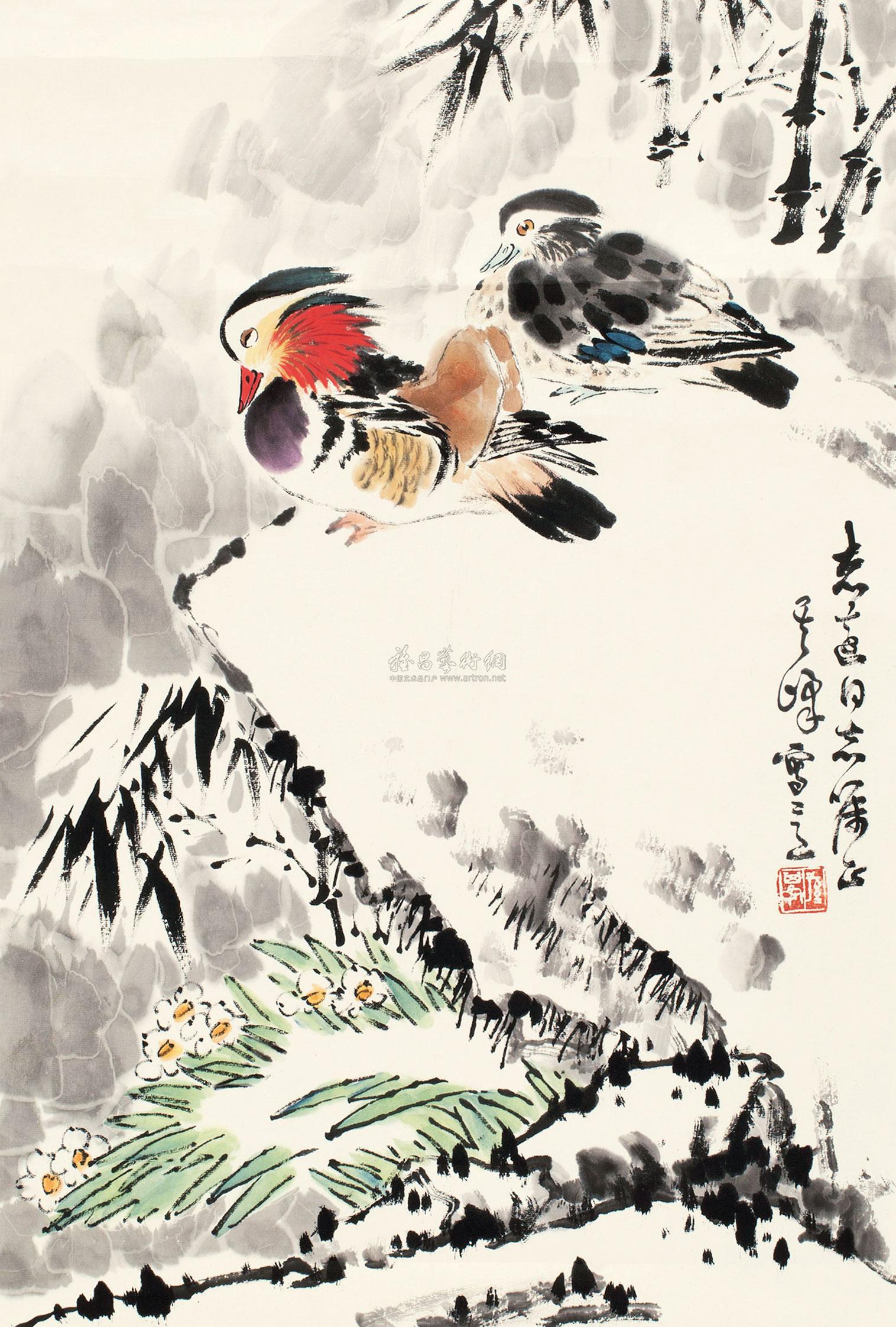 孙奇峰 鸳鸯 镜心