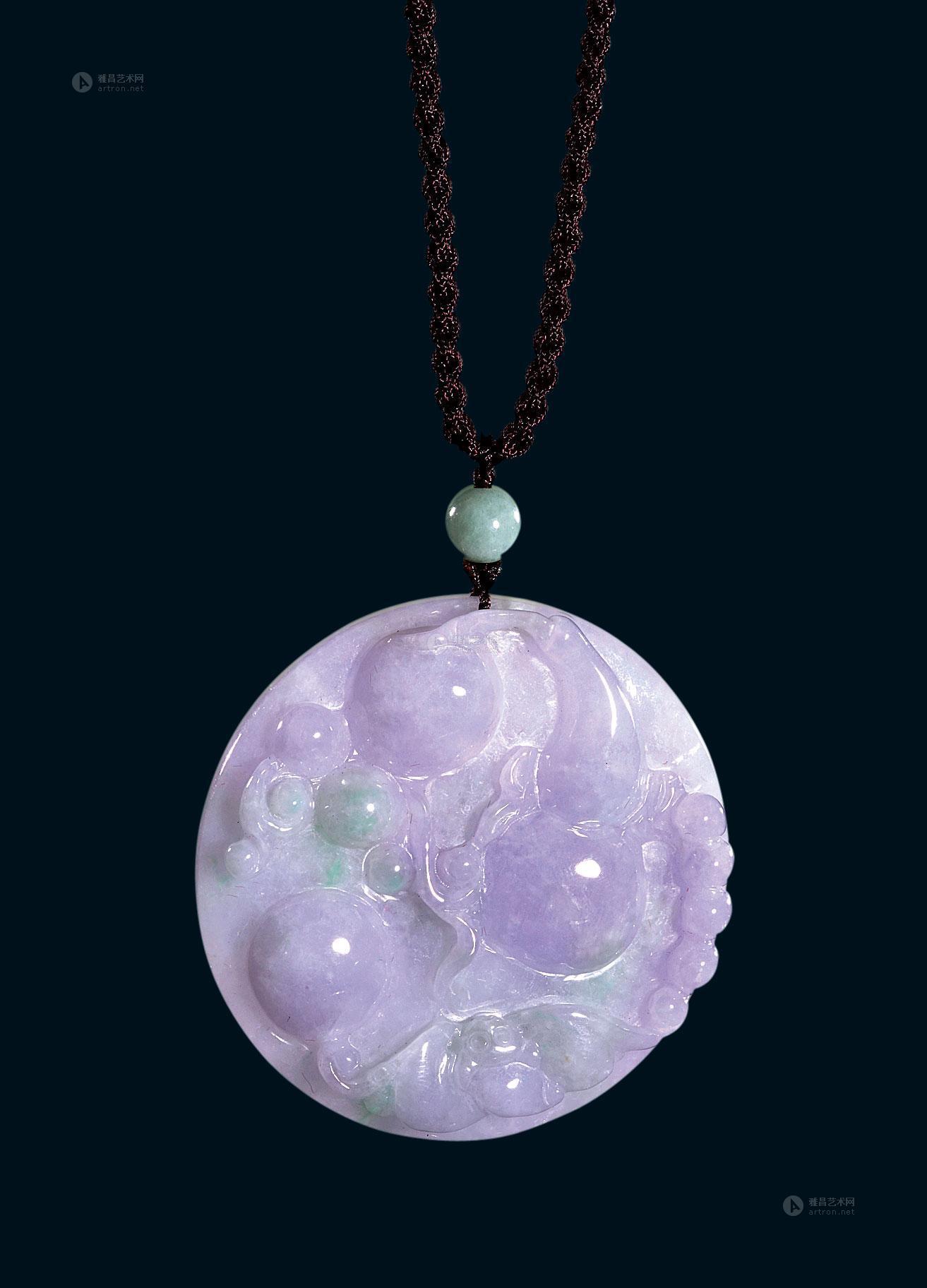 紫罗兰春带彩翡翠福禄圆牌