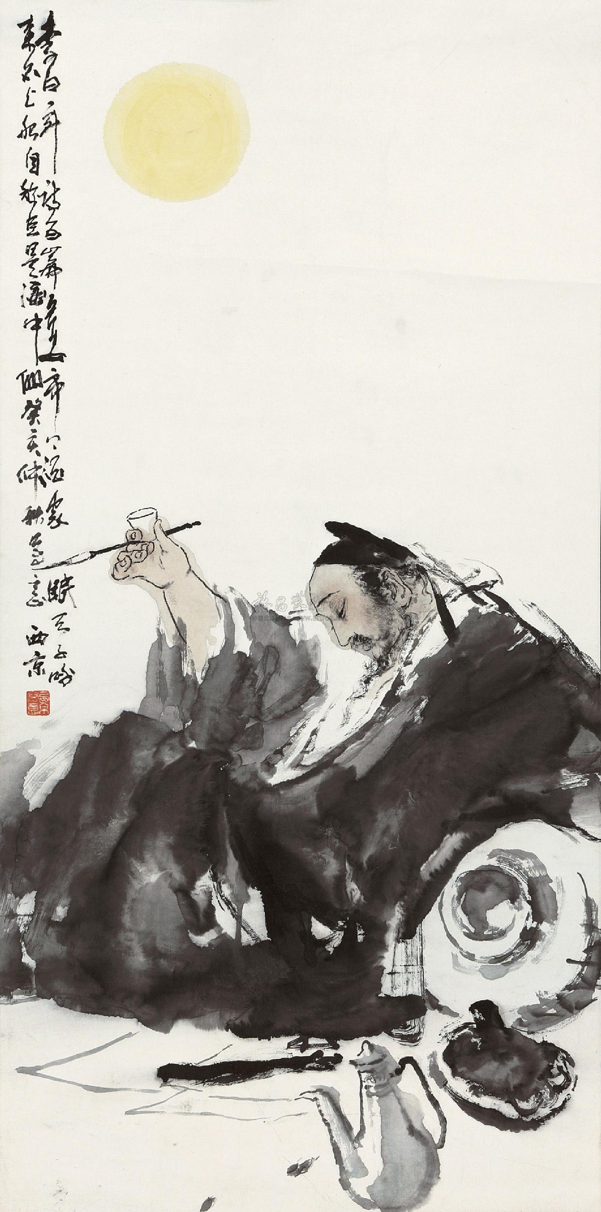 王西京 李白醉酒 立轴