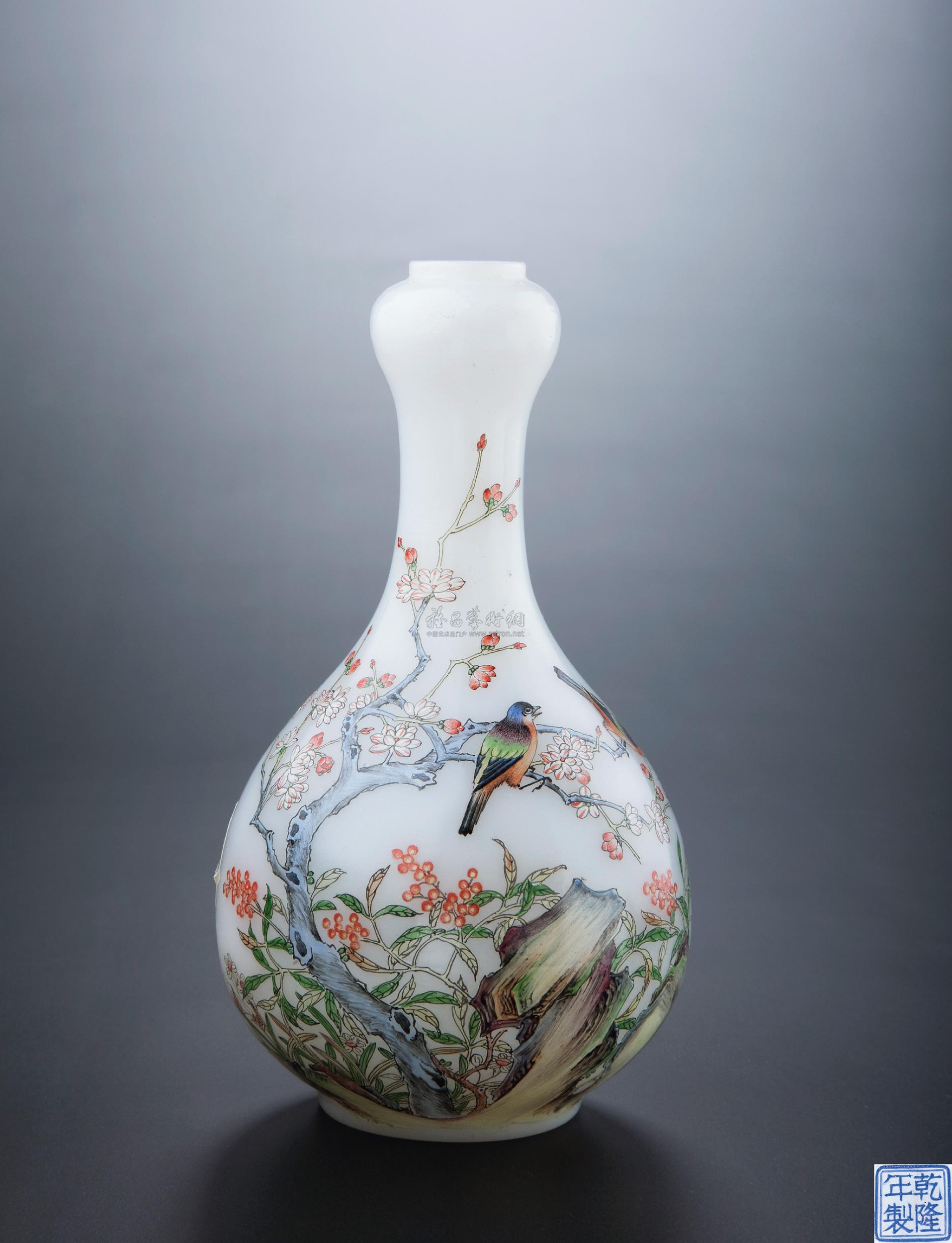 lot2018 清乾隆 料胎画珐琅花鸟纹 - 雅昌拍卖图录app