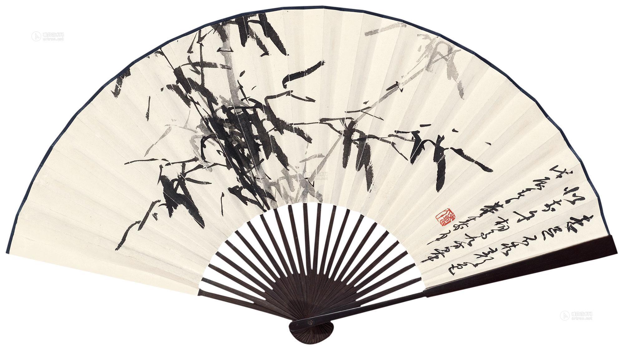董寿平 1988年作 竹子 成扇