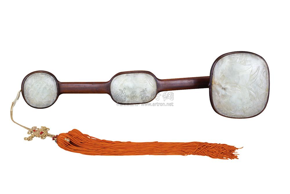 清 红木三镶玉如意
