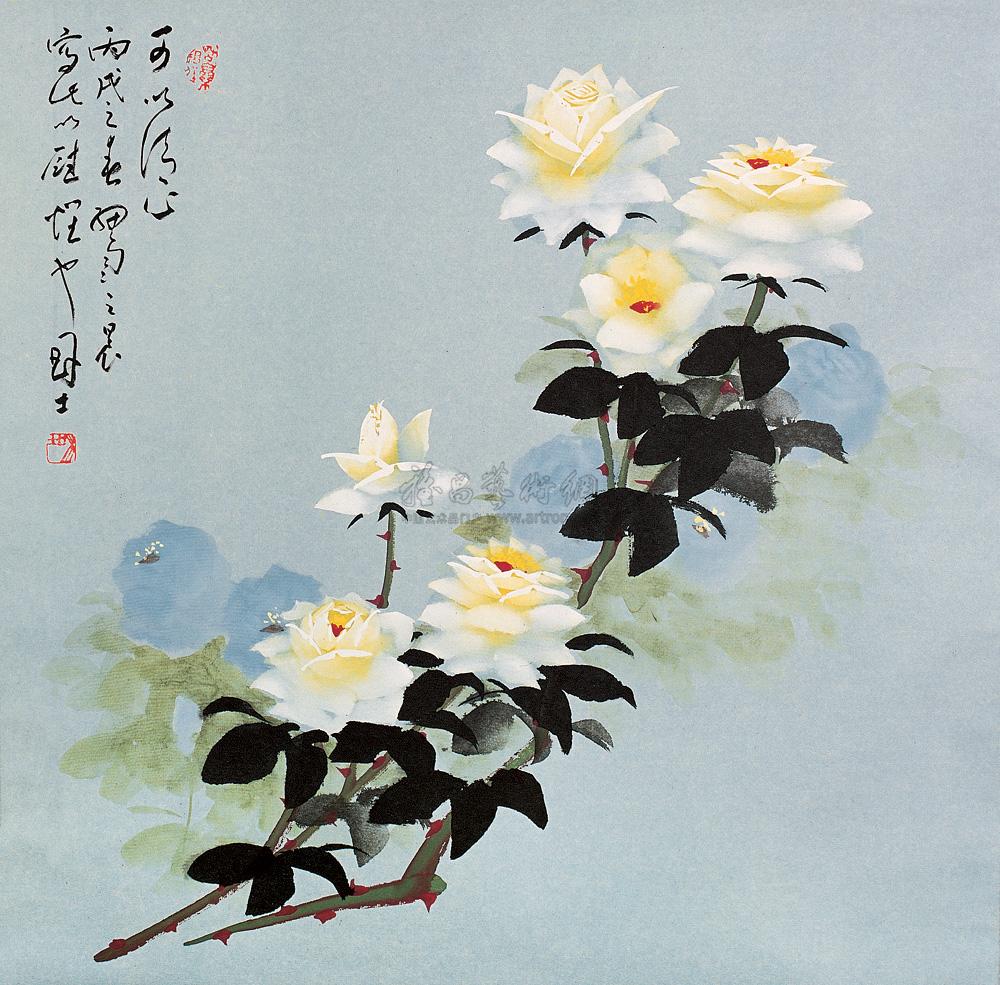 罗国士 月季 镜心