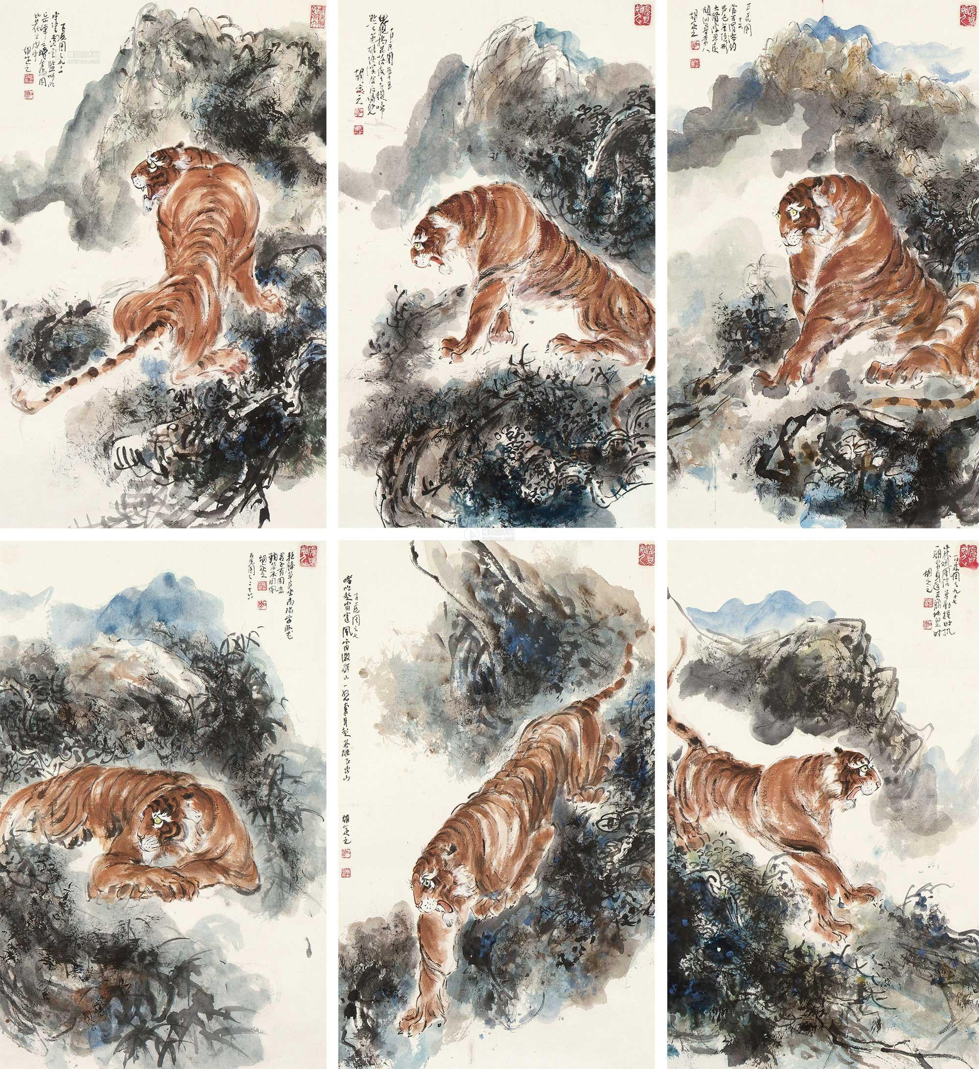 胡定元 百虎图系列之 (六幅) 镜片