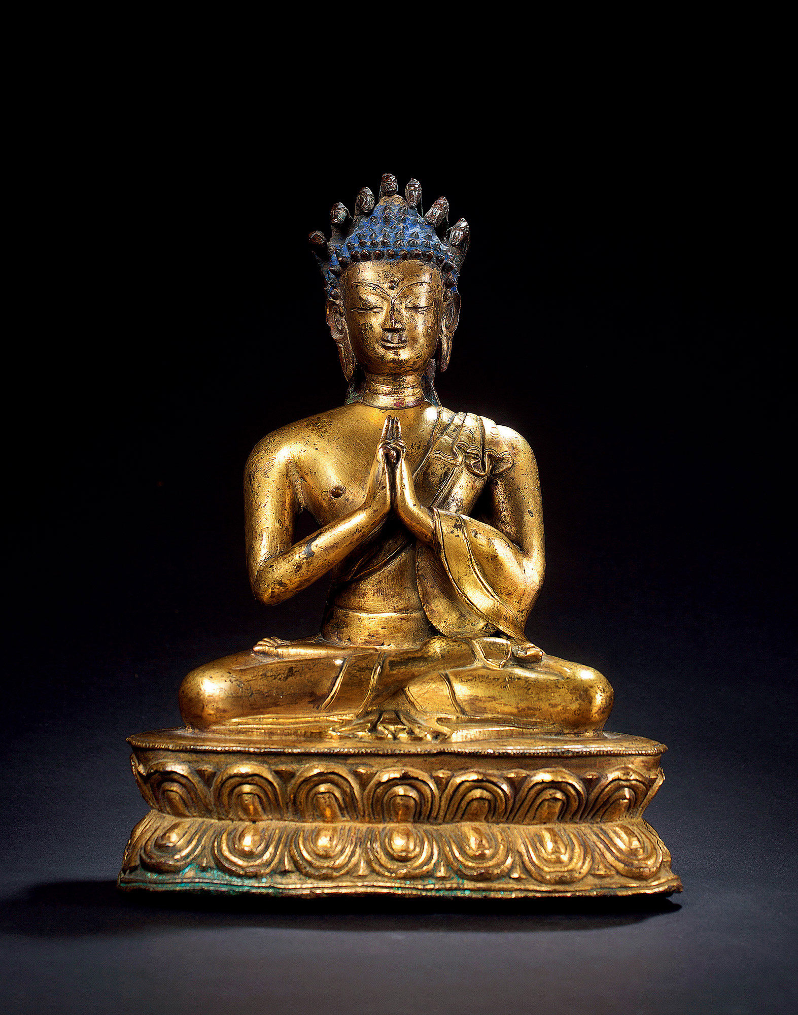 清 铜鎏金龙尊王菩萨