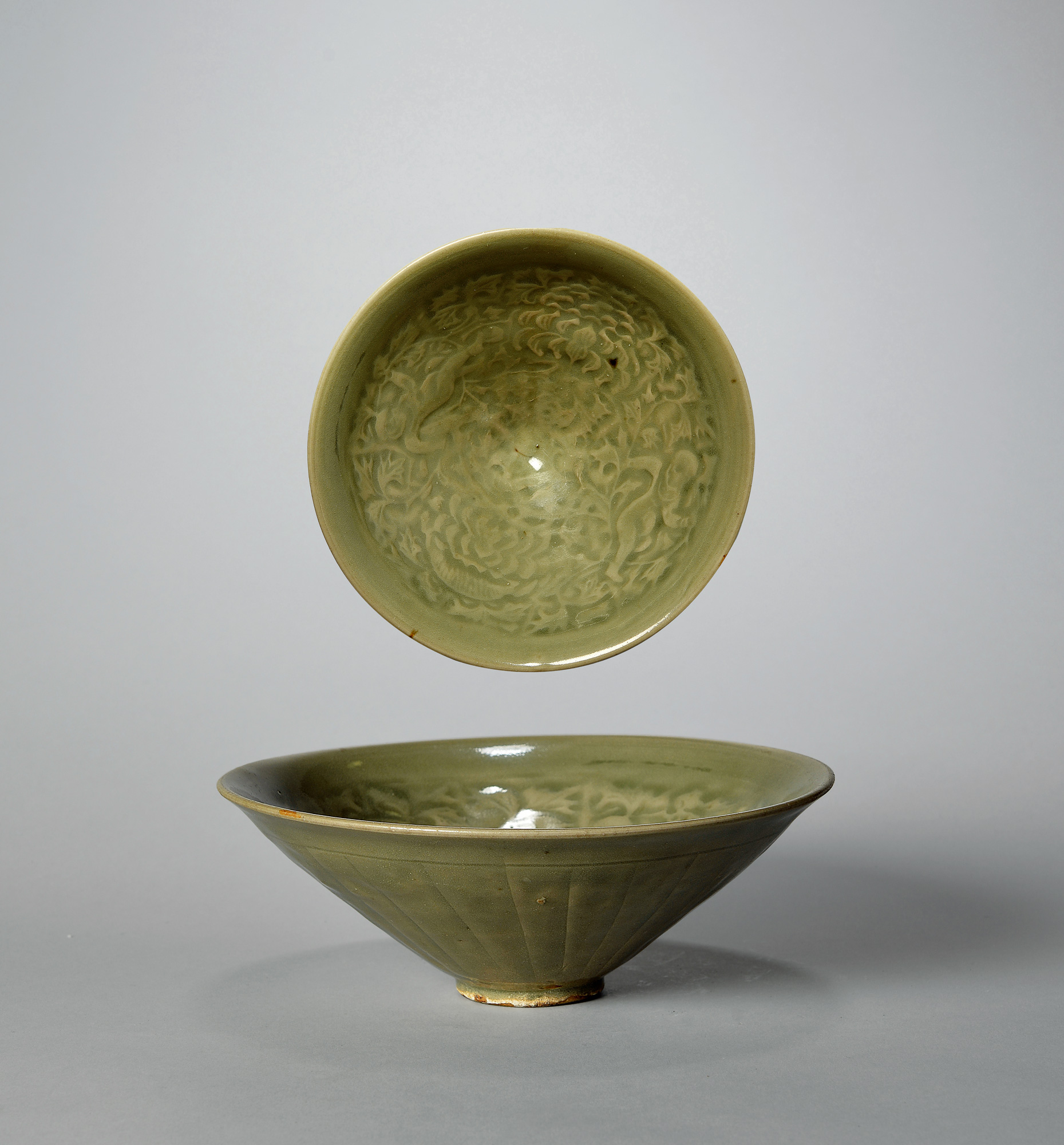 宋 耀州窑印花斗笠碗