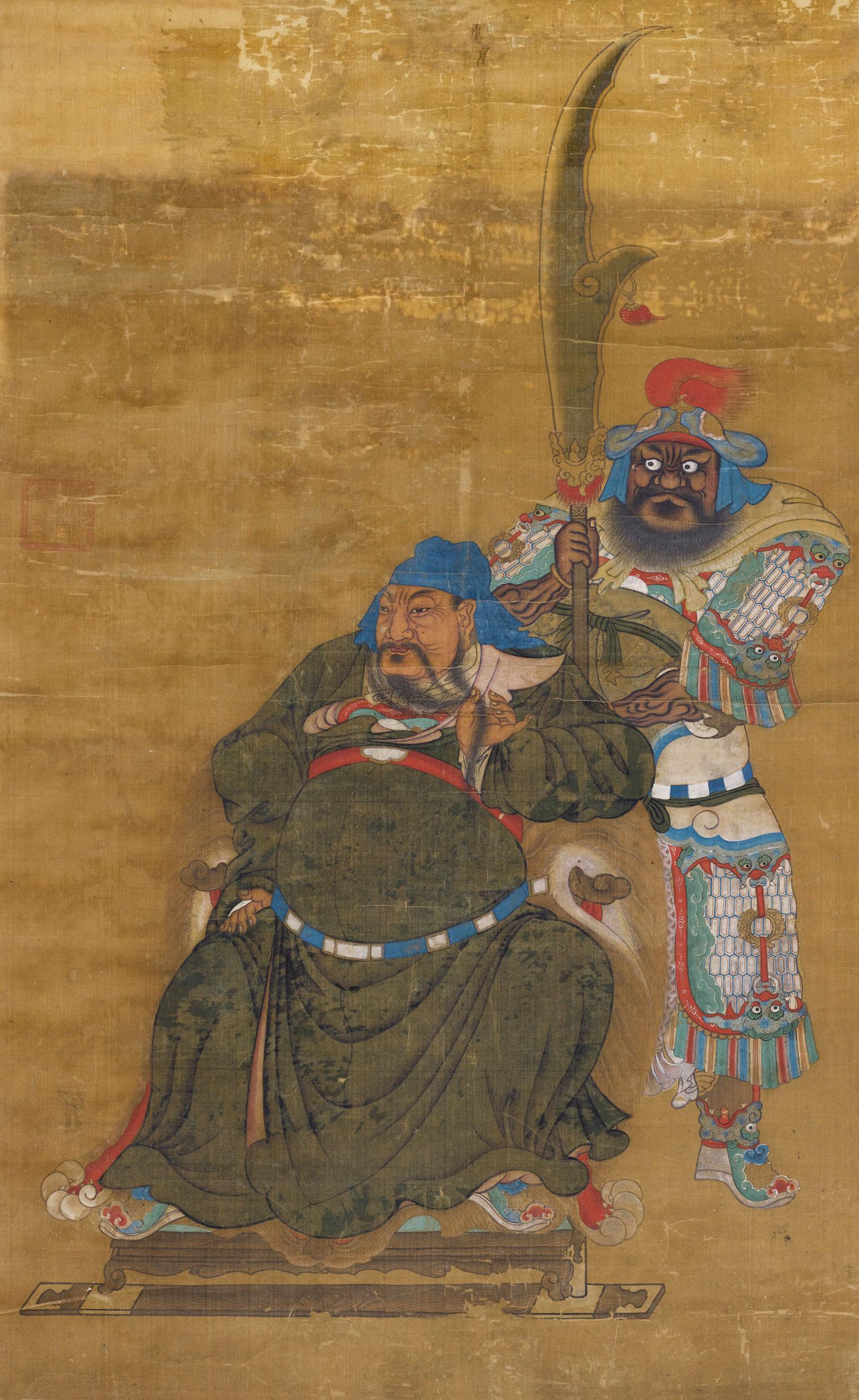 佚名 关公 周仓像 立轴