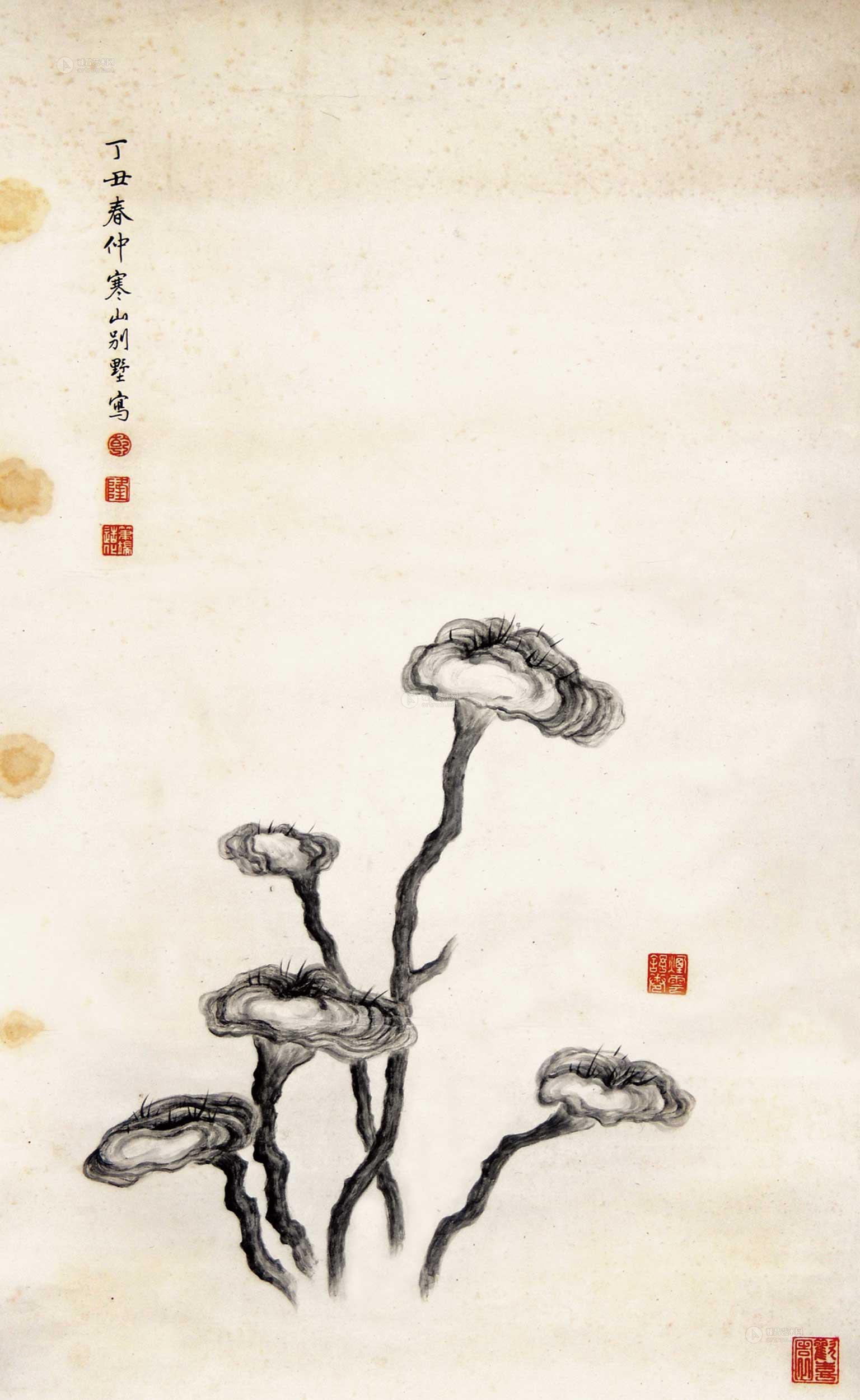 乾隆帝 灵芝图 立轴