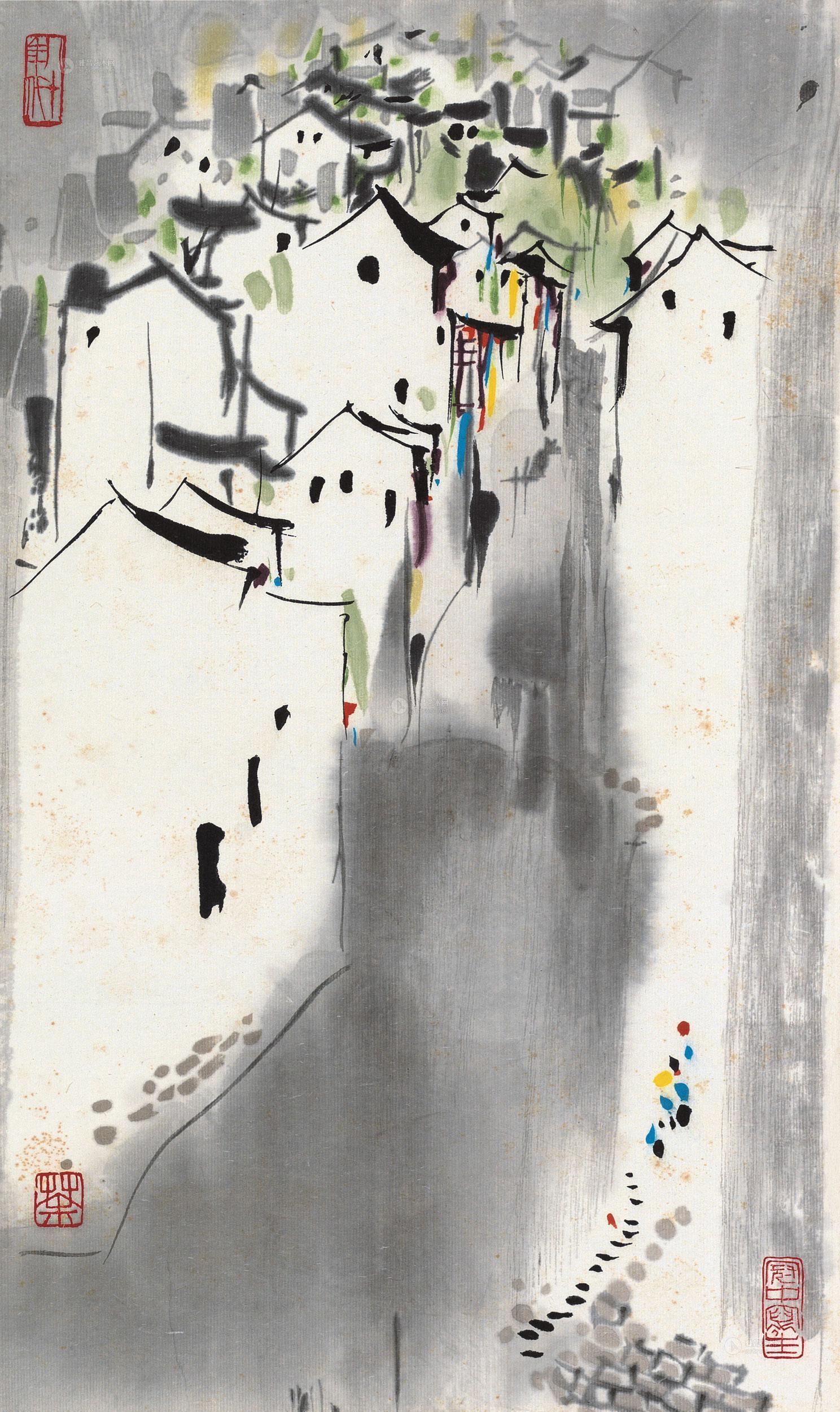 吴冠中 江南水乡 立轴