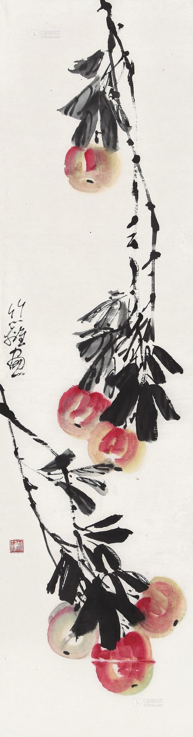 孙竹篱 苹果 立轴