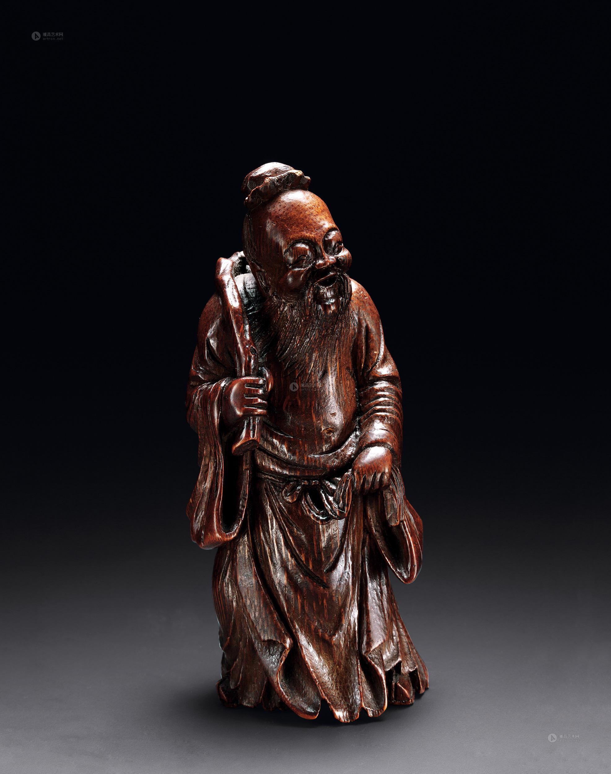 清代(1644-1911) 竹雕东方朔像