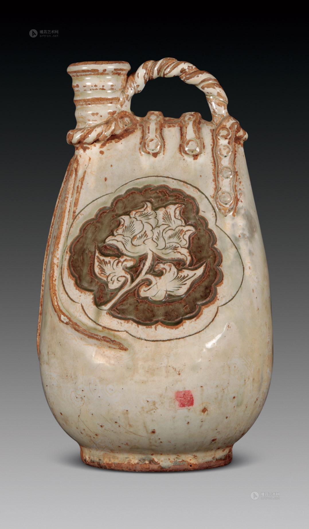 辽金 白釉划花皮囊壶-瓷器专场 - 雅昌拍卖图录app