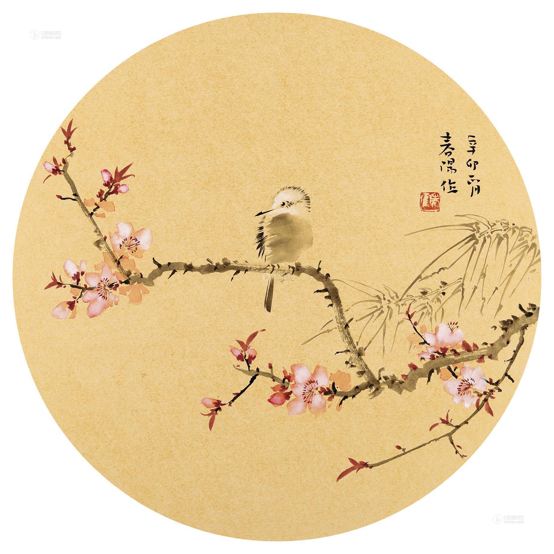 lot0767 霍春阳 红梅小鸟(圆光) - 雅昌拍卖图录app