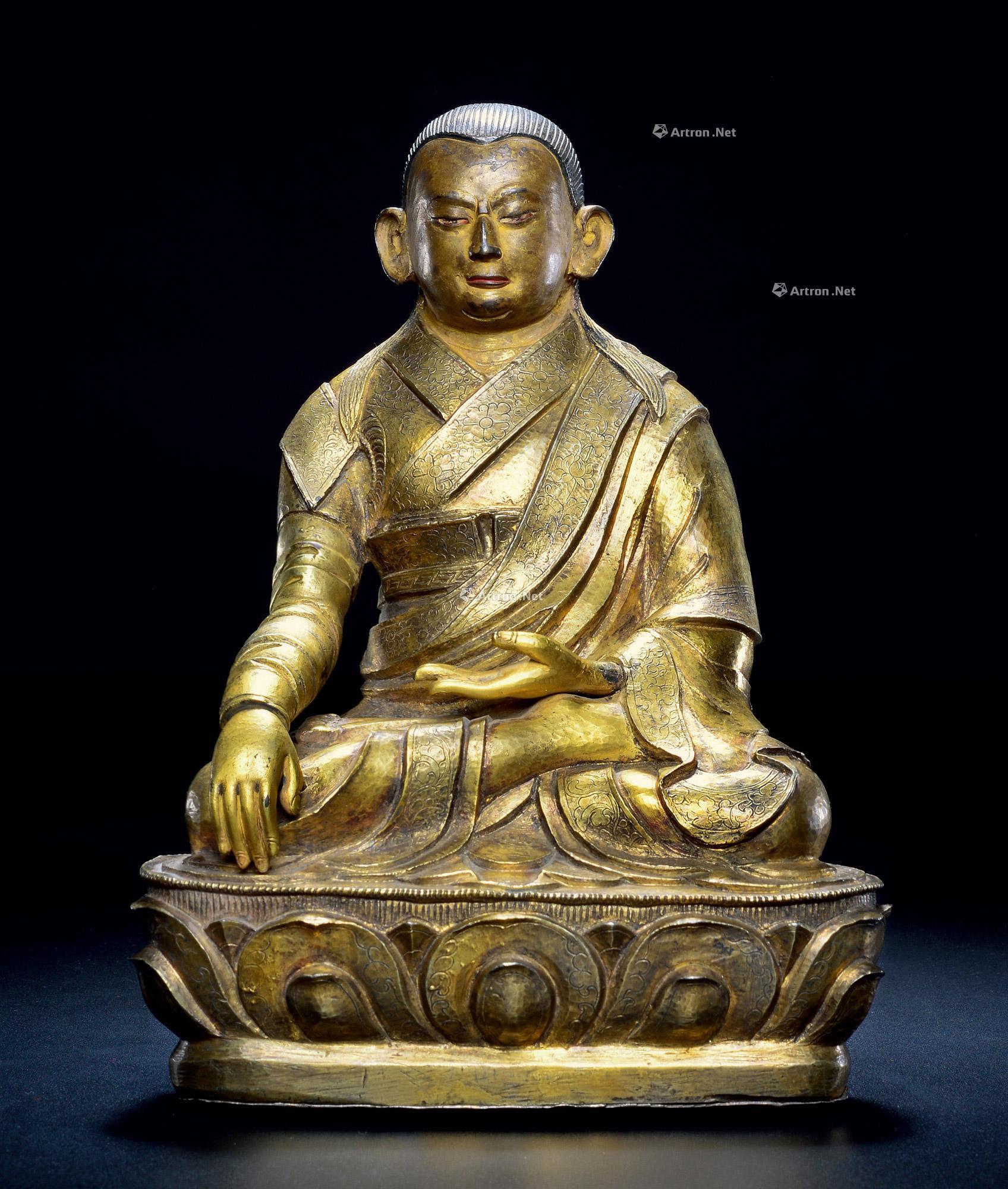16世纪 银鎏金仲敦巴像
