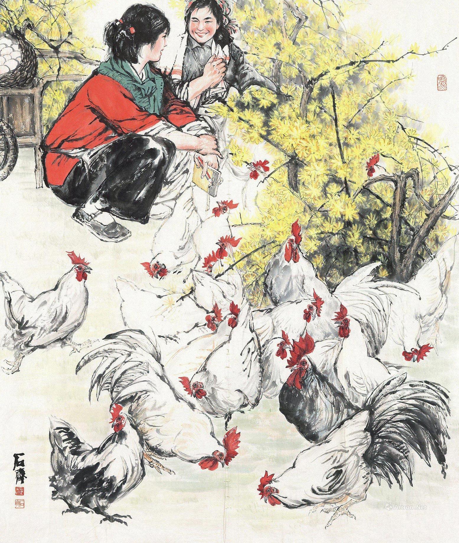 石齐 新农村印象 画心