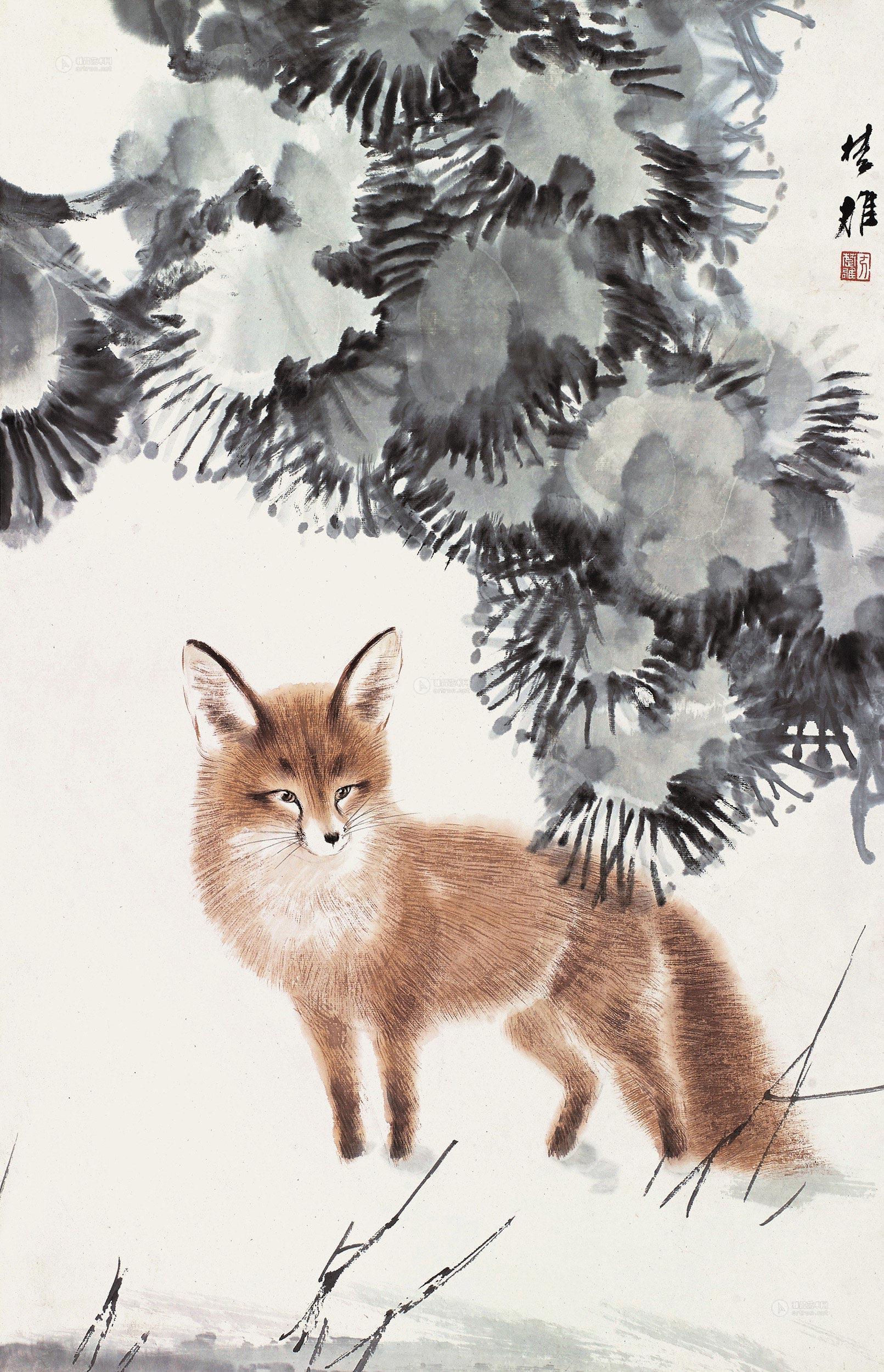 方楚雄 狐狸 立轴