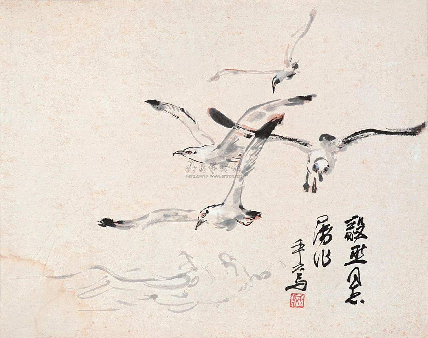 王学仲 海鸥 镜心