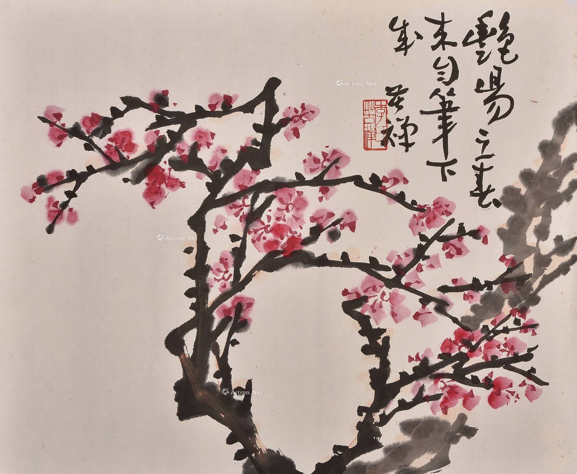 李苦禅 红梅 镜心