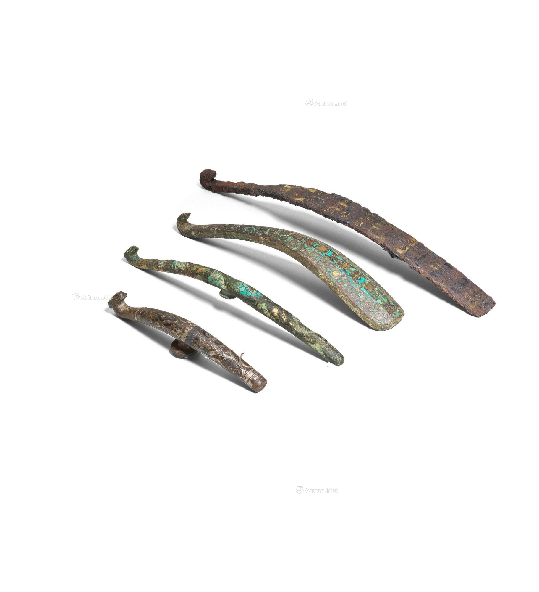 东周/汉 错金银铁带钩,错银铜带钩,鎏金 - 雅昌拍卖图录app