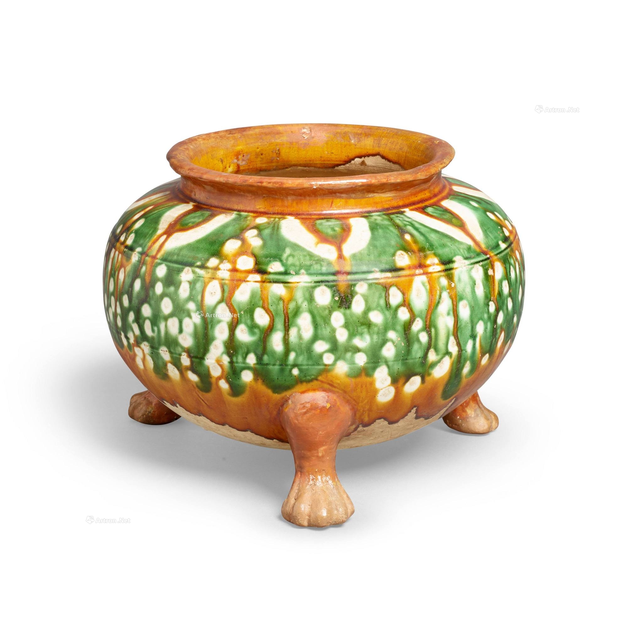 唐代 三彩三足炉