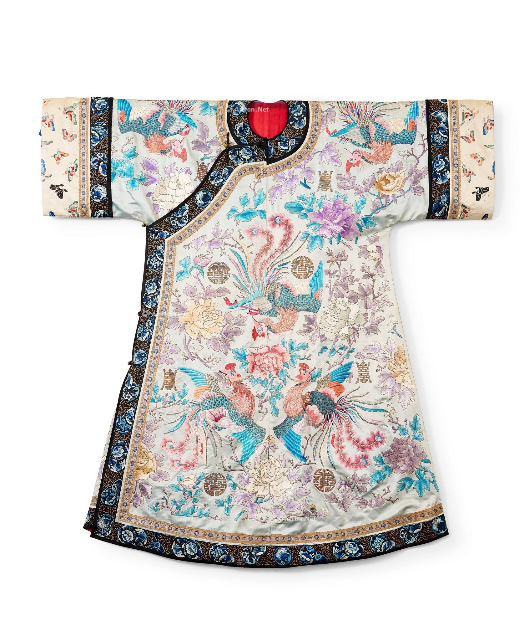 lot0023 清光绪 月白缎平金平绣凤