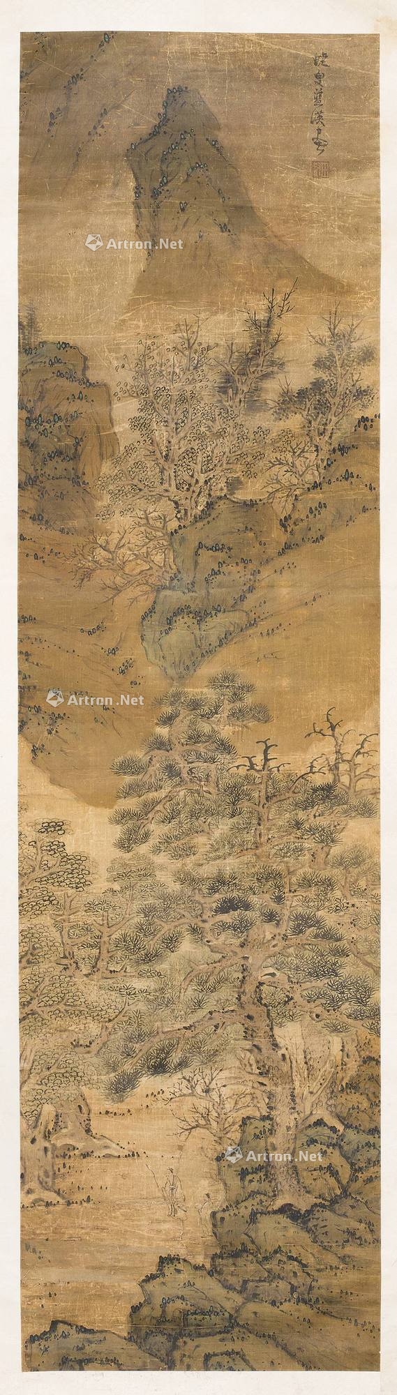 蓝瑛 秋山访友图 立轴