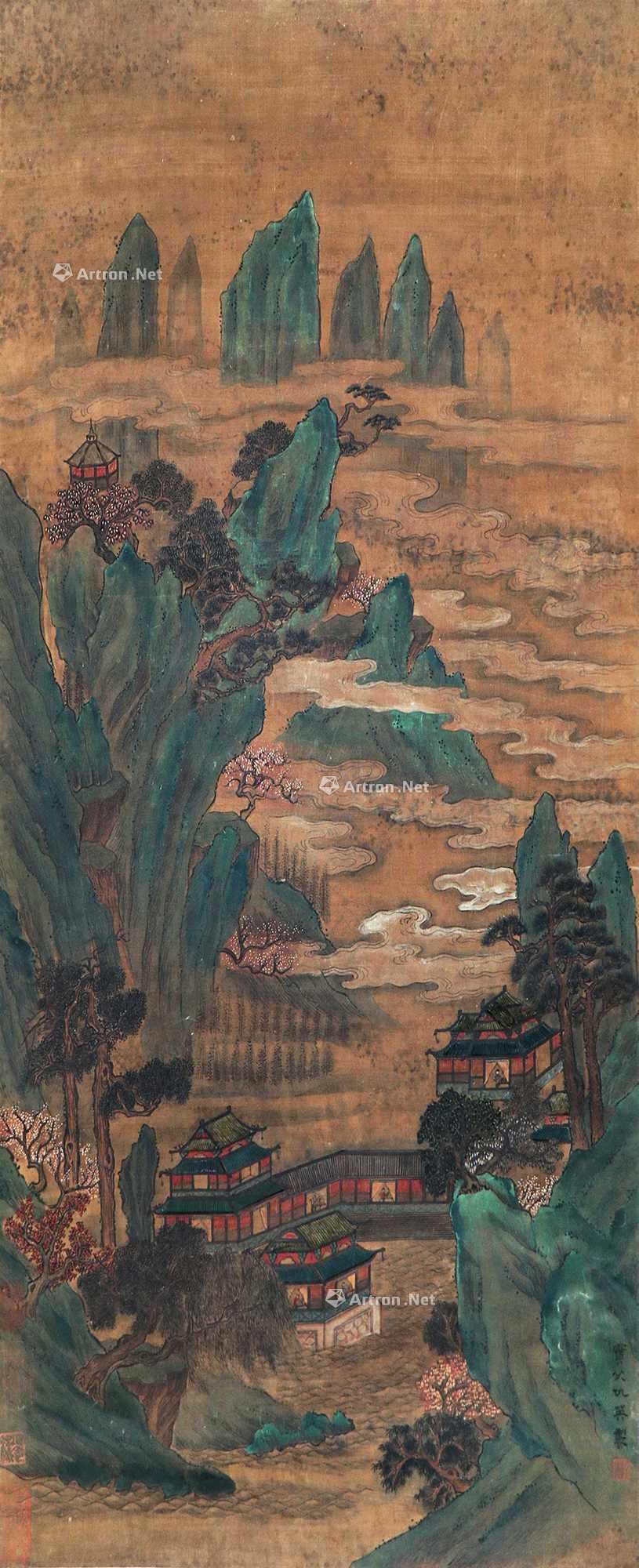 仇英 蓬莱仙境图 立轴