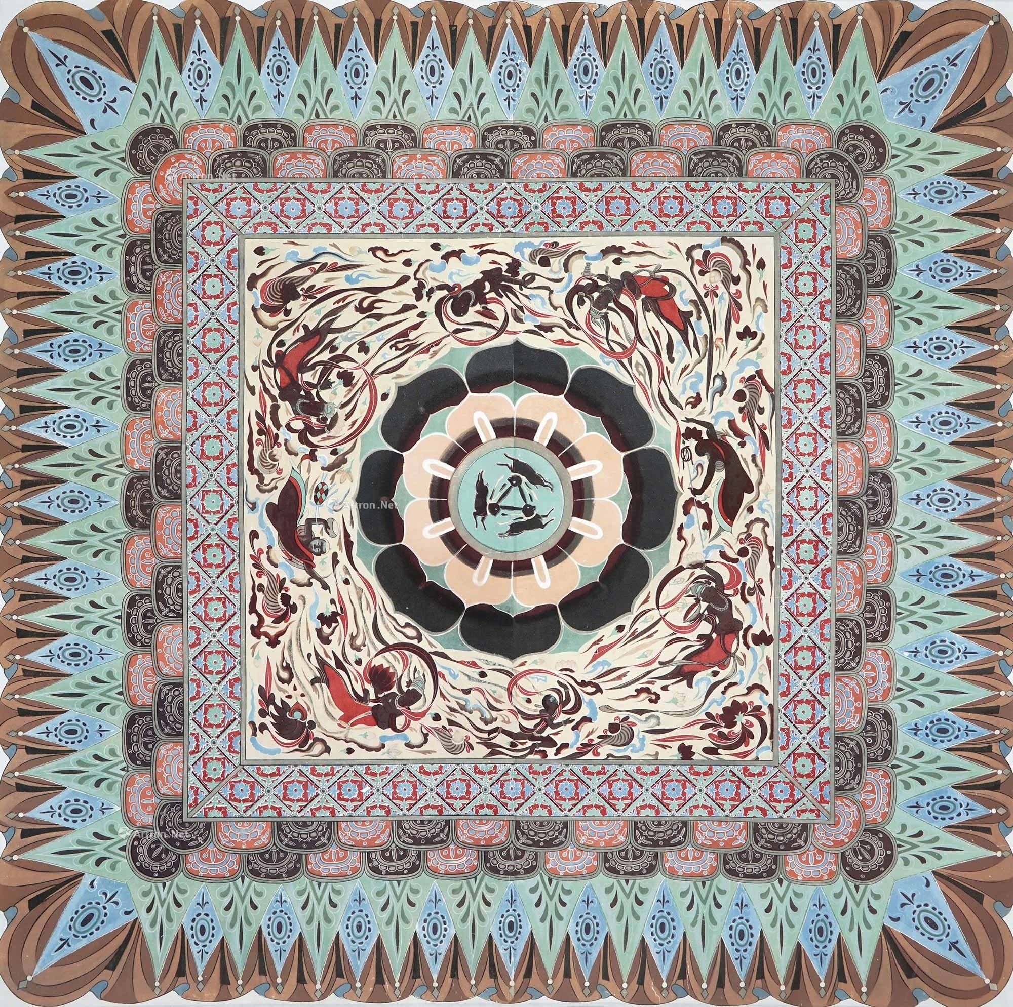 lot0093 敦煌第407窟《三兔藻井 - 雅昌拍卖图录app