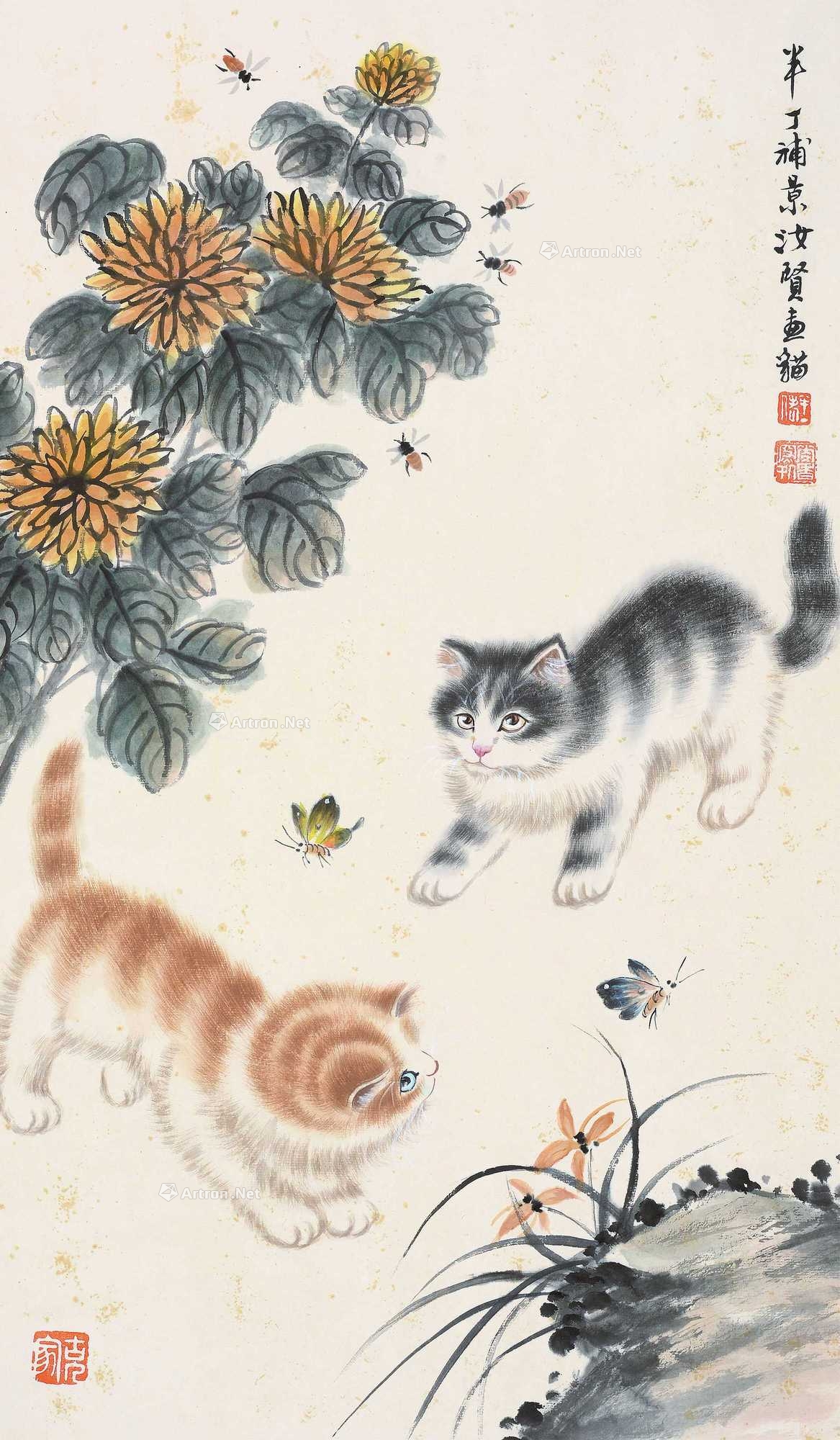 陈半丁 汝贤 猫蝶图