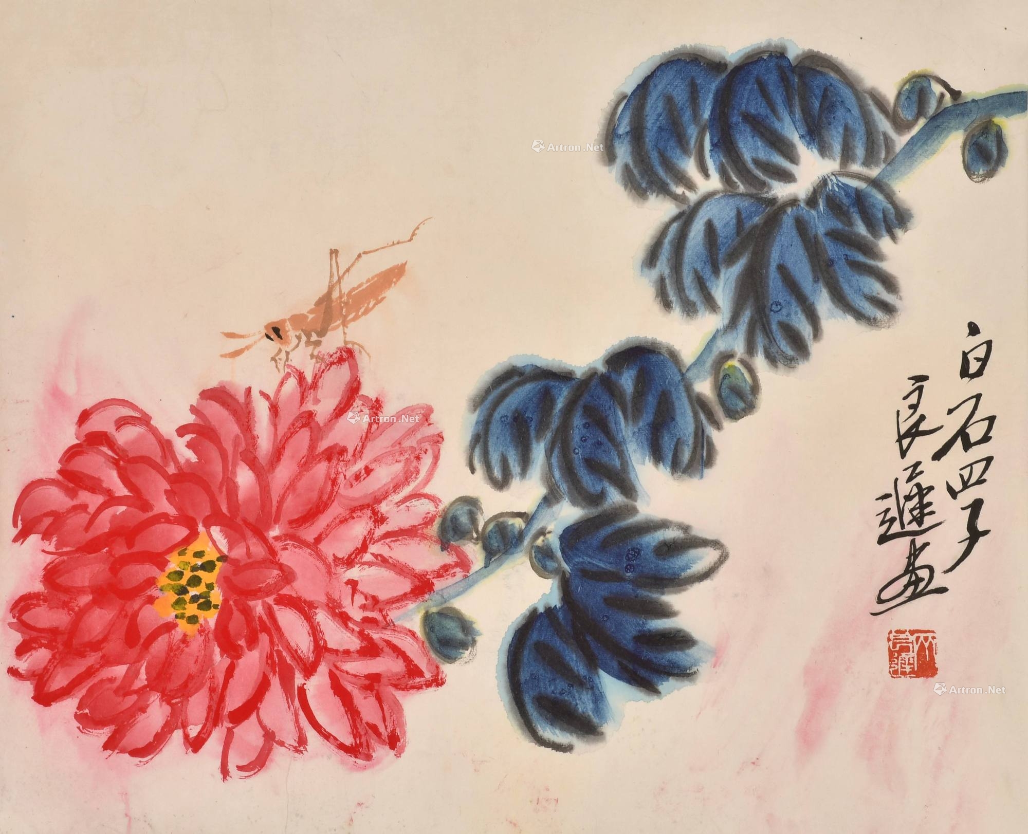 【拍卖中】lot0032 齐良迟 菊花草 - 雅昌拍卖图录app