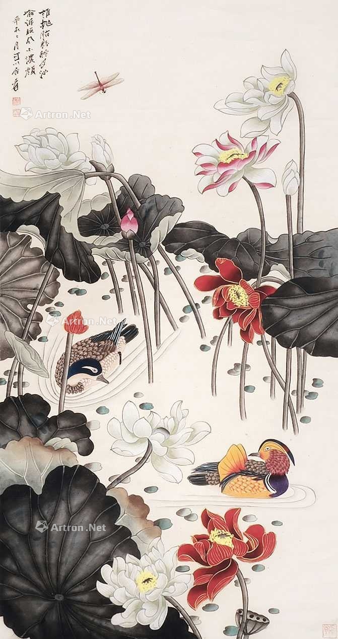 张大千 鸳鸯荷花图
