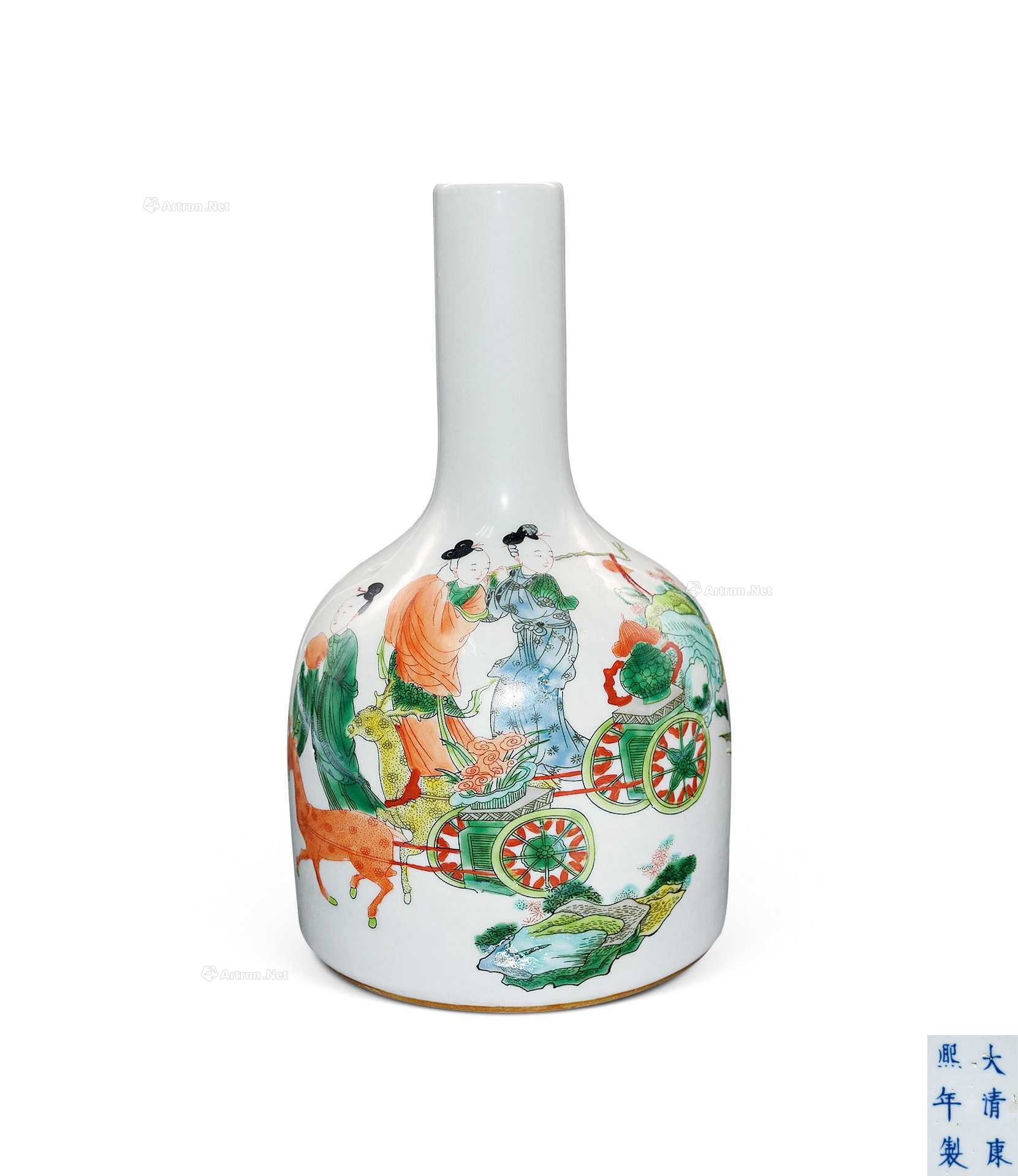 lot0229 清康熙 五彩人物摇铃尊- - 雅昌拍卖图录app