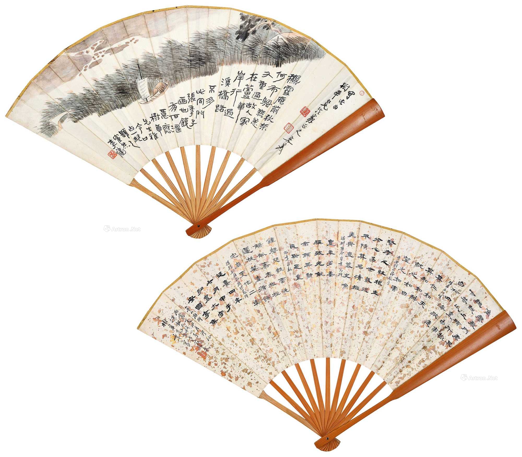 lot0041 张大千 季守正 芦塘归舟 - 雅昌拍卖图录app