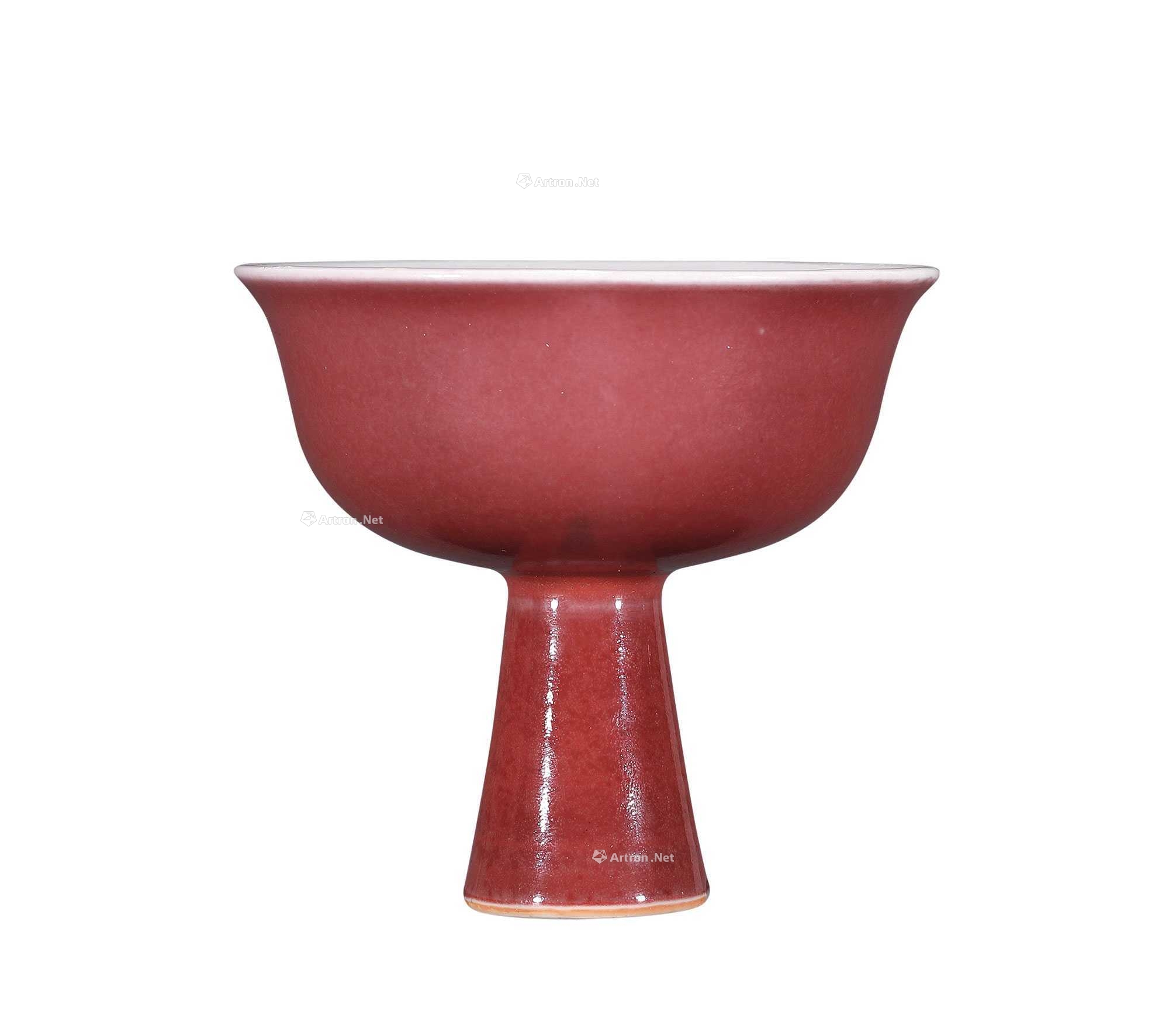 清乾隆 祭红釉高足杯