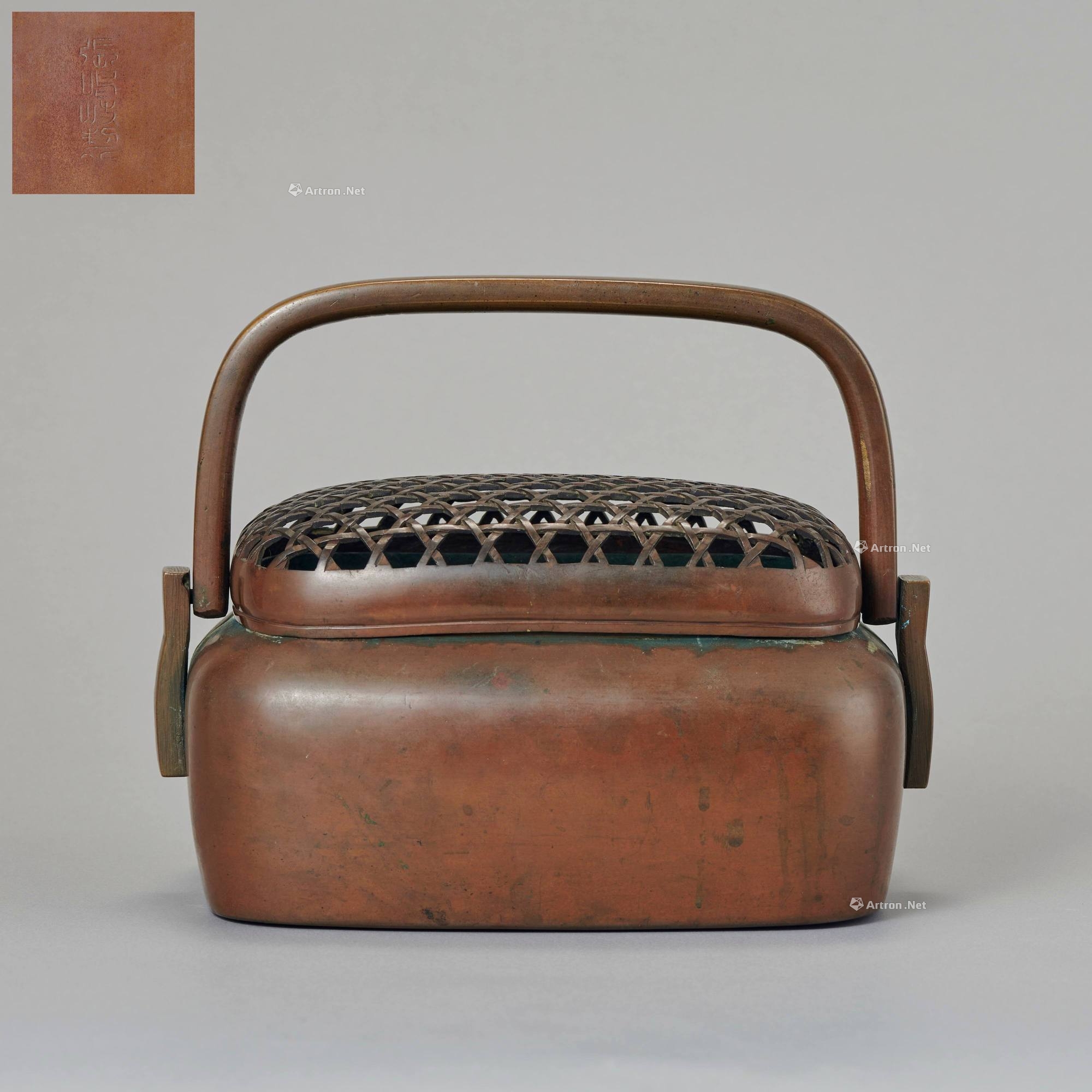 清 "张鸣岐制"红铜手炉