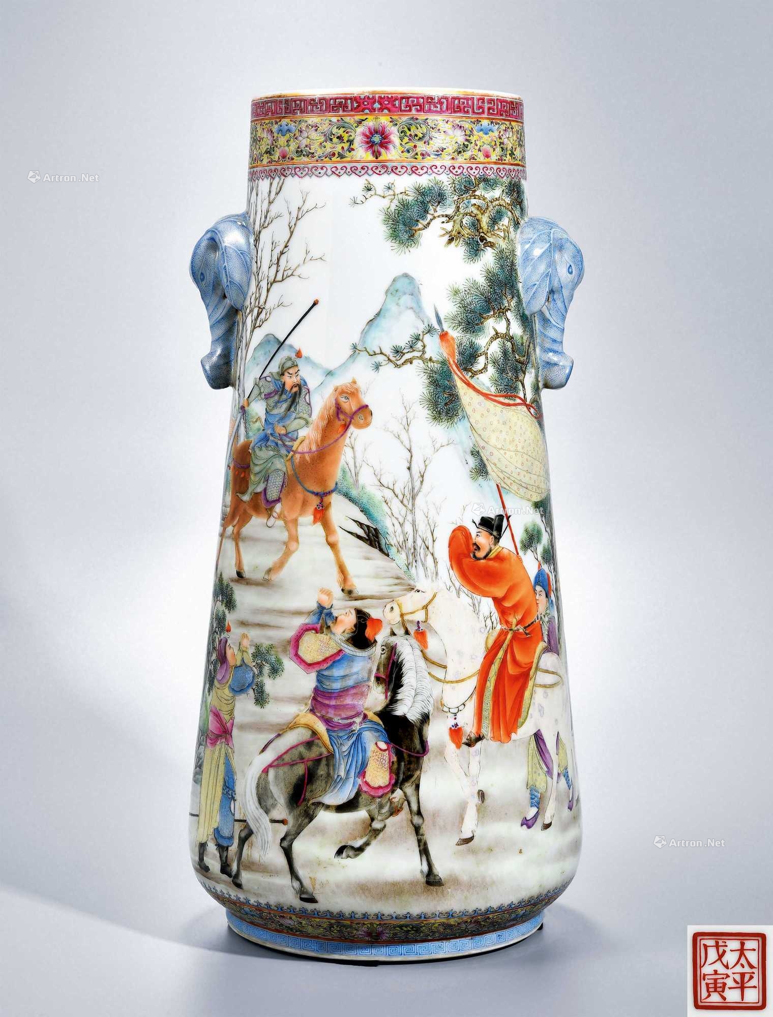 lot1147 民国 粉彩三国人物故事象